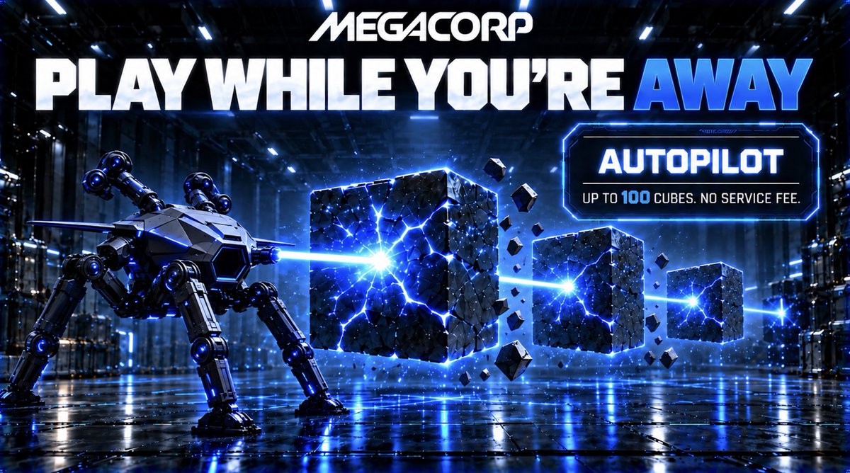 MegaCorpGlobal's tweet photo. Here at MegaCorp, we believe in working smarter, not harder. 

Every drone operator can auto-pilot their Cube demolition. 

Buy FUEL: 10 = 1 USDC

Set # of Cubes to destroy while you're away. 

Earn solana:SKRbvo6Gf7GondiT3BbTfuRDPqLWei4j2Qy2NPGZhW3 during Launch Week on every shift. 

Earn points for Weekly prize pools.