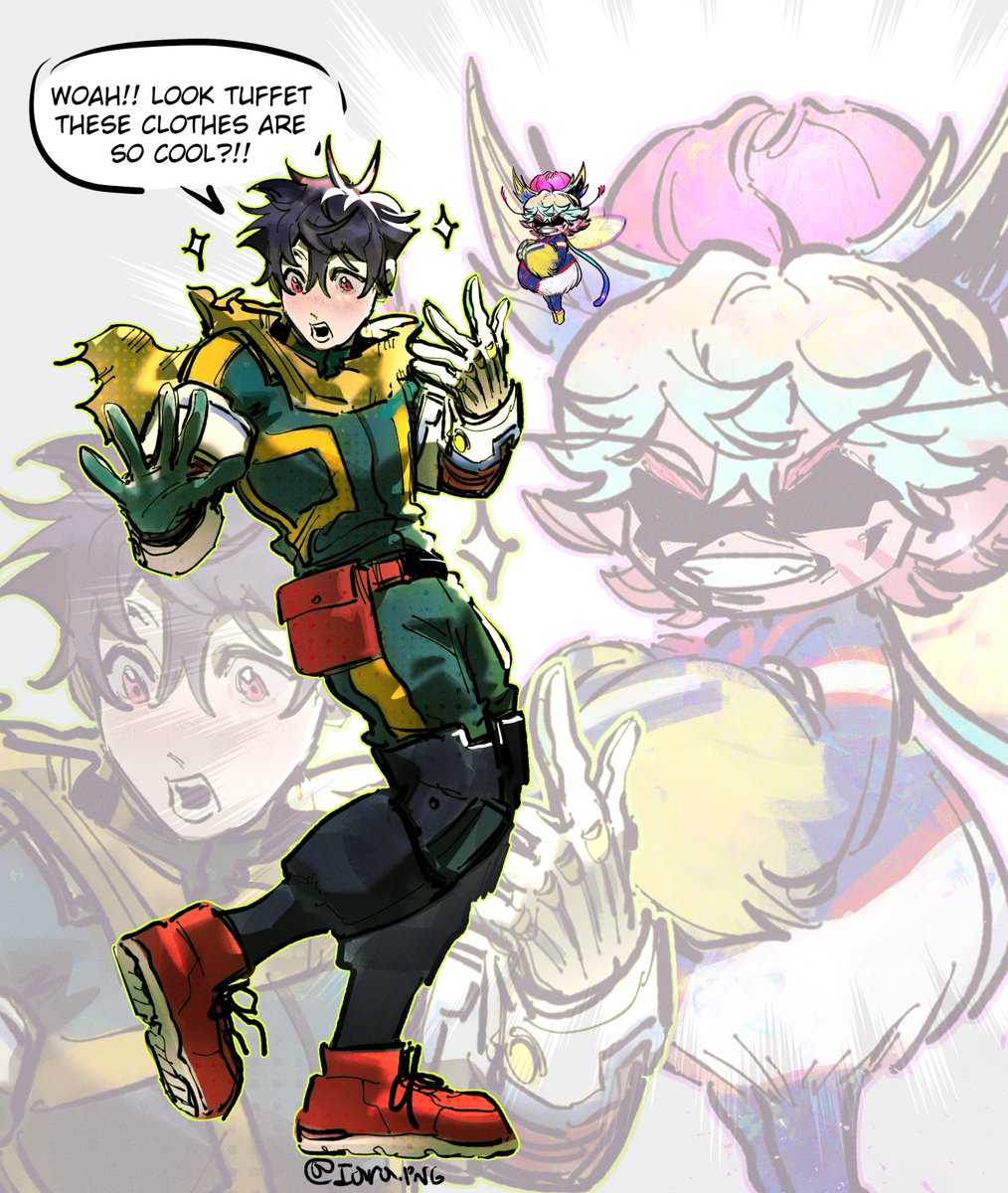iara_png's tweet photo. Mote from our Webtoon: Scale Hunters dressed as Deku from MHA, idea suggested on the server (˶‾᷄⁻̫‾᷅˵)🔥 (Tuffet as All Might too)
#fanart https://t.co/ZzC7gcxR8w