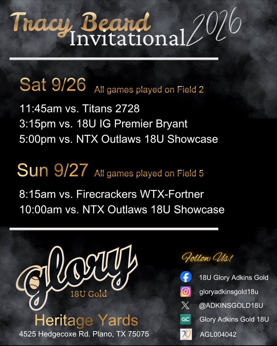 GloryAdkinsGold's tweet photo. 🔥Our girls are fired up to hit the fields this weekend in our first tournament of Fall! Come check us out in Plano or follow us live. 🥎
#halosup😇 https://t.co/IAgEhUIlyI