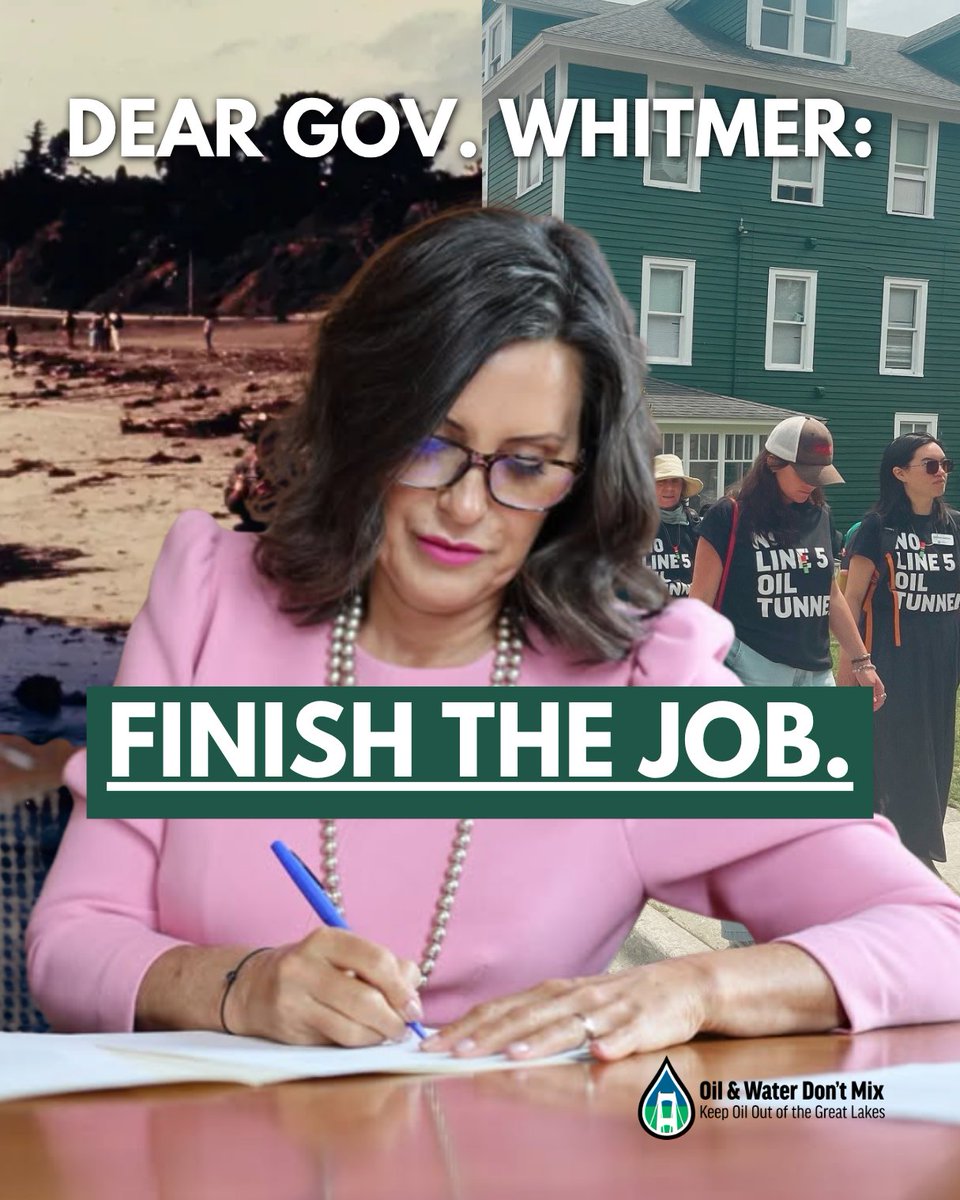 OilWaterDntMix's tweet photo. We're encouraged by @GovWhitmer's actions against the Line 5 tunnel, but with just a few months left in office it's time to keep pushing! 🫸🗣️ #ShutDownLine5 https://t.co/TfPwhqiDgi