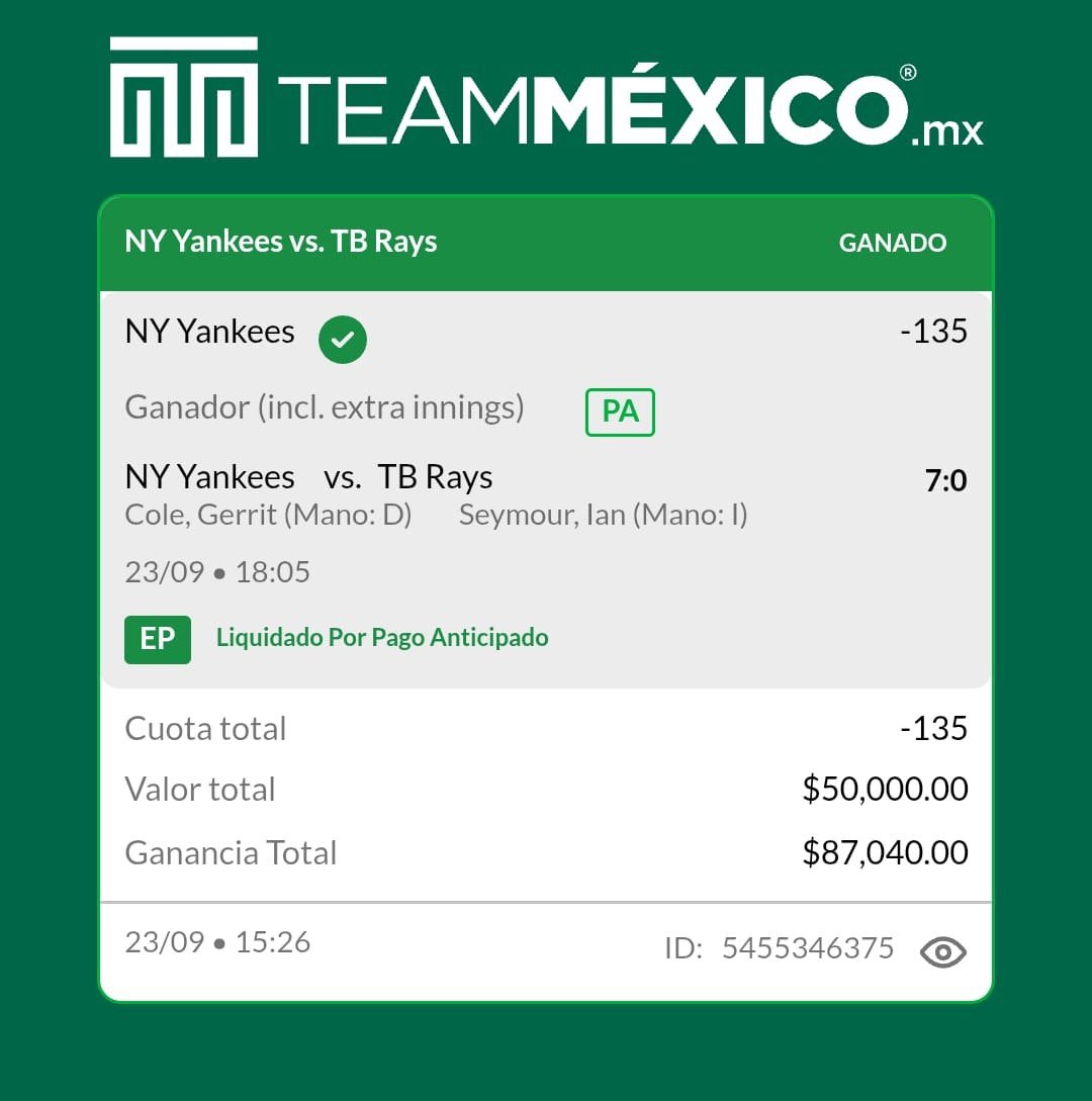 GallitoVip's tweet photo. SE COBRA NUESTRA PRIMERA JUGADA DEL PREMIUM ✅

Entramos en la victoria de los Yankees y cobramos con PA incluído 🔥

Sigue la racha, familia. Ahora vamos por nuestras jugadas grandes 💪 https://t.co/Lap1UJEtwU