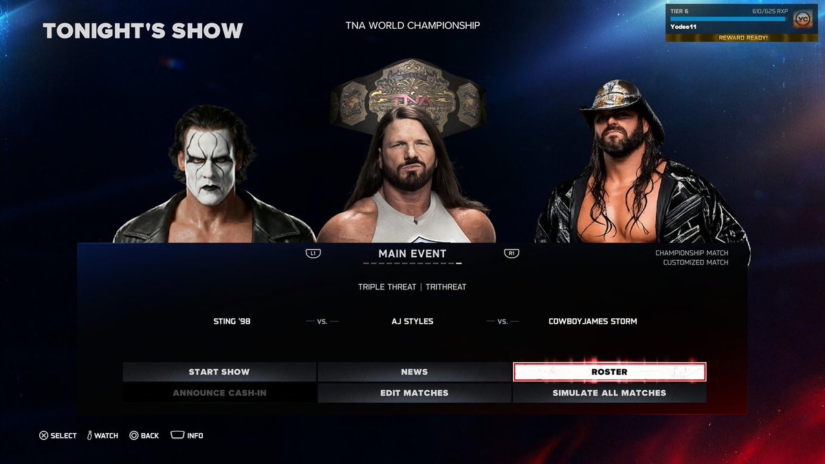 _yodee11's tweet photo. Main Event ! Genesis !
Triple Threat Match
#Sting
#JamesStorm
#AjStyles
#TNA World Title Match !
@AJStylesOrg
@Sting
@JamesStormBrand
Link ๐ https://t.co/sUIQwTlMcX https://t.co/1XKMIoi1KA
