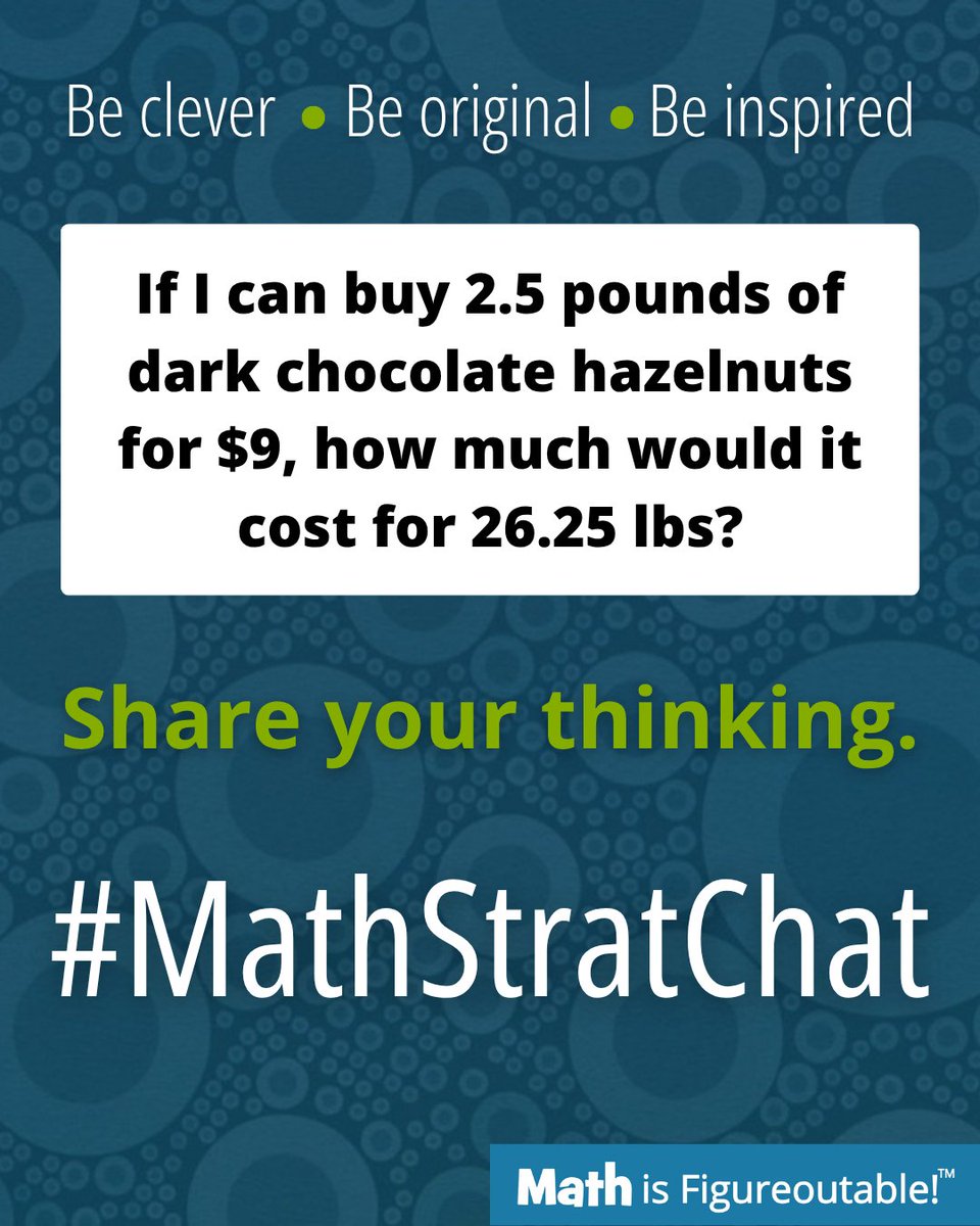 pwharris's tweet photo. It's time for #MathStratChat!

Rules: post your favorite or a clever solution! It's also fun to comment on other's strategies.

Tell us about your reasoning. 
Like/share so others can see! 

#MathIsFigureOutAble #MathStratChat #MTBoS #ITeachMath #MathEd https://t.co/jMEvaH7SEw