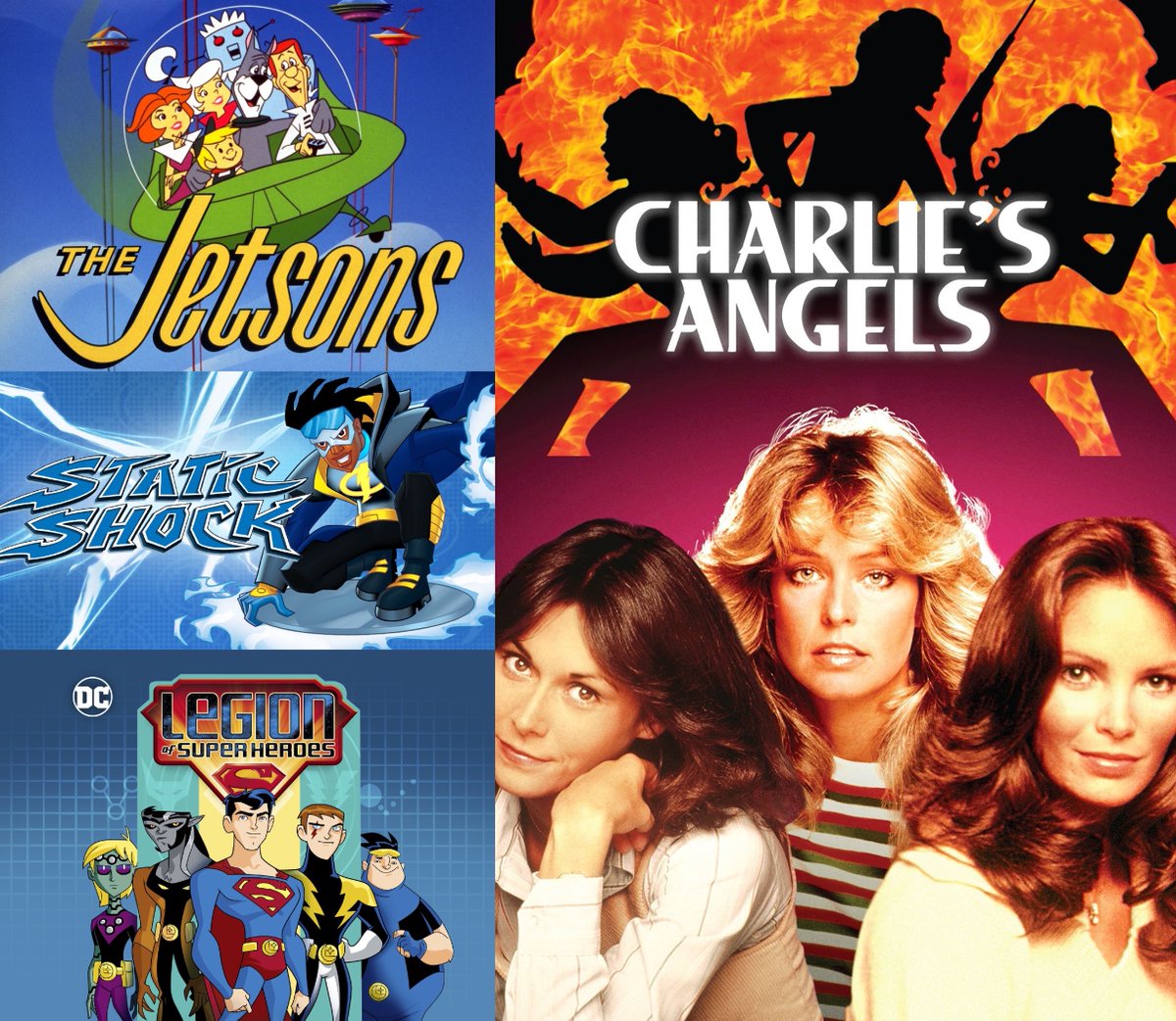 staytoonedfolks's tweet photo. Favorite TV shows released OTD.
The Jetsons (1962)
Charlieβs Angels (1976) Happy 50th anniversary!
Static Shock (2000)
@phillamarr
Legion of Super Heroes (2006) Happy 20th anniversary!
@Alex_Polinsky
#TheJetsons #CharliesAngels #ABC #StaticShock #LegionOfSuperHeroes #KidsWB https://t.co/tp5U45KZAS