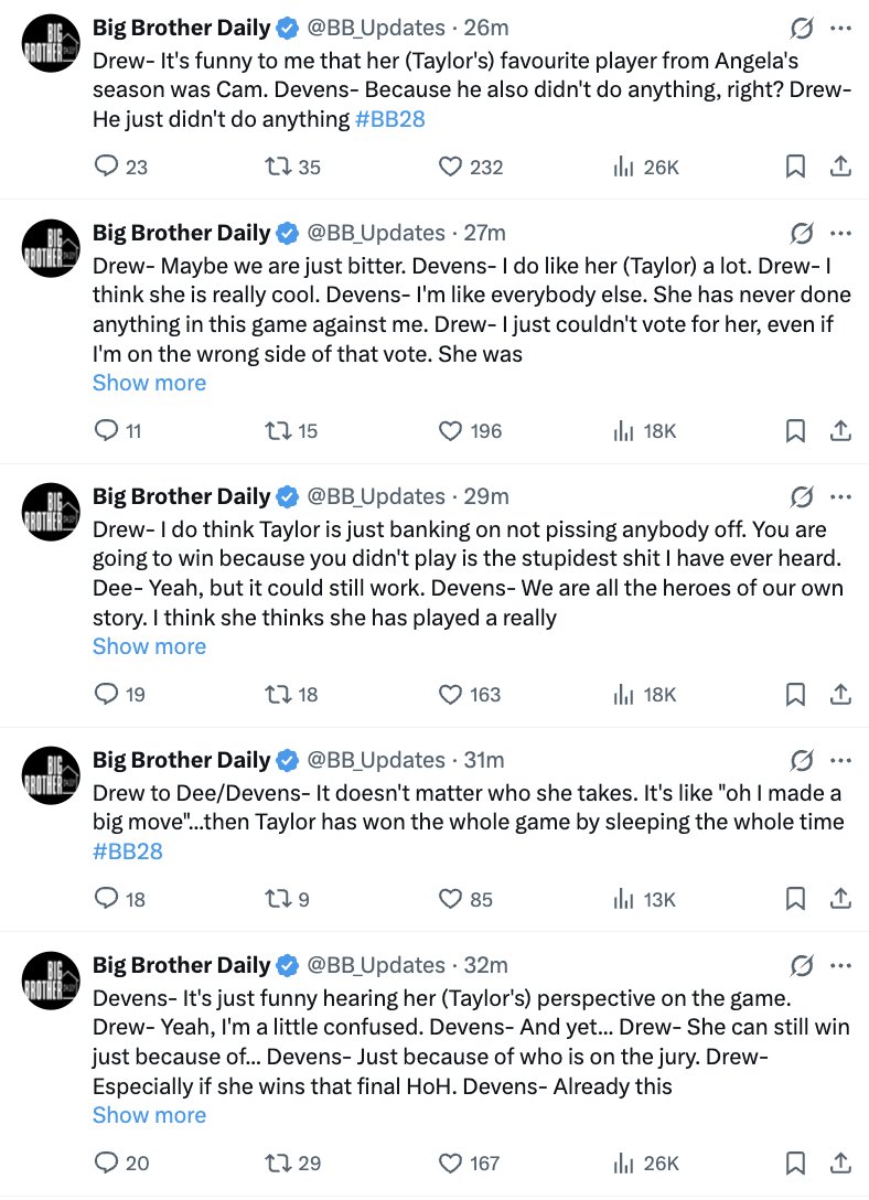 Kydwykkyd101's tweet photo. Just constant Taylor bashing (for some reason......)  #BB28 https://t.co/y8fIZng2cO