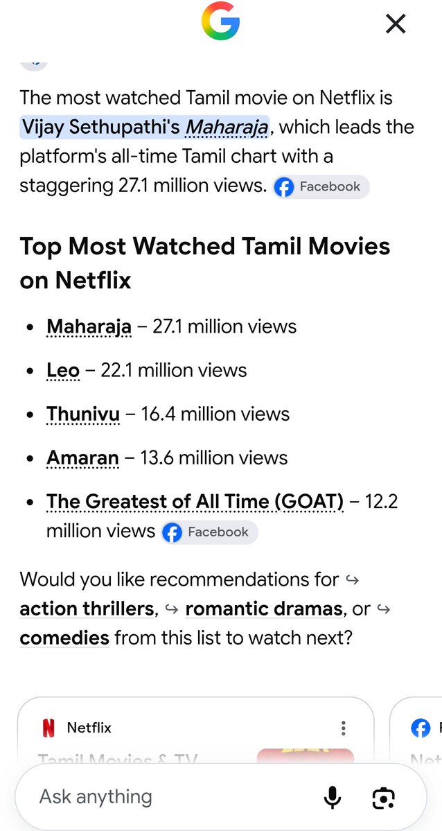Retro_Arun's tweet photo. Most watched Tamil Movies on Netflix, 

As usual @Suriya_offl fails to make it to the list 😂😂 https://t.co/bIXatJX1Ym