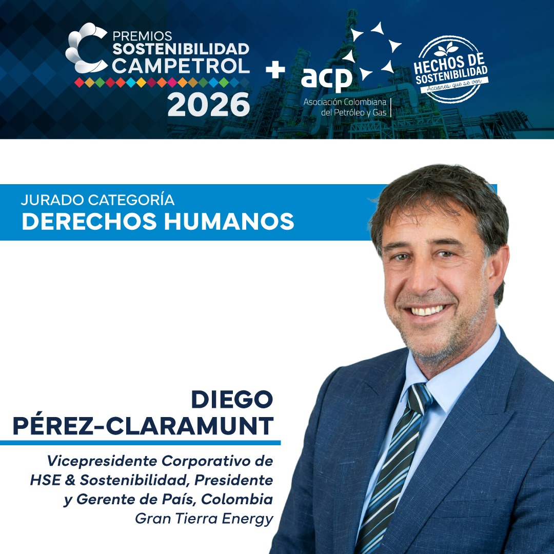 campetrol's tweet photo. El respeto por los derechos humanos es un pilar fundamental para construir organizaciones sostenibles, responsables y comprometidas con sus grupos de interés.

Les presentamos a los jurados que evaluarán la categoría Derechos Humanos en esta edición de los Premios de Sostenibilidad CAMPETROL 2026:

- Diego Pérez-Claramunt, Vicepresidente Corporativo de HSE y Sostenibilidad, Presidente y Gerente de País para Colombia.
- Luz Stella Páez, Directora Ejecutiva del CME.
- Juan Carlos Ucrós, Cofundador y Asesor de Junta del CME.

Líderes con amplia trayectoria en sostenibilidad, gestión empresarial y derechos humanos, cuya experiencia será clave para identificar aquellas iniciativas que promueven el respeto, la protección y la debida diligencia en derechos humanos, fortaleciendo relaciones responsables con trabajadores, comunidades y demás grupos de interés.

📢 Aún está a tiempo de postular su iniciativa https://t.co/P3nlWWlXGp 

⏳ La convocatoria estará abierta hasta el 26 de septiembre.

Reconozcamos juntos los proyectos que están contribuyendo a una cultura empresarial basada en el respeto, la inclusión, el diálogo y la generación de valor sostenible para las personas y los territorios.