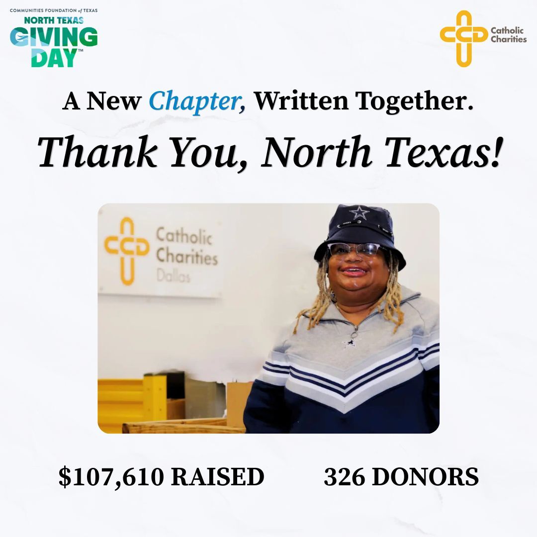 CCofDallas's tweet photo. North Texas wrote a new chapter together.
To everyone who gave, shared a story, volunteered, advocated and showed up: thank you.
$107,610 Raised
326 Donors
Thank you for being part of #TheNextChapter. 💙
#NTxGivingDay https://t.co/UaXiBYtq7X
