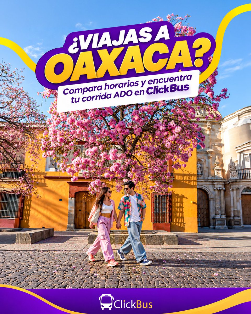 Click_Bus's tweet photo. Oaxaca te espera con su comida, sus colores y una vibra única. ✨🇲🇽

​En ClickBus compara todas las salidas de ADO y elige el horario perfecto para tu viaje. ¡Entra ahora! 🚌 👉 https://t.co/Ii6fQQvnbW

​📞 Llámanos al: 55 5350 8737

​#Oaxaca #ADO #ClickBusTeLleva https://t.co/pmlSpjwHCq