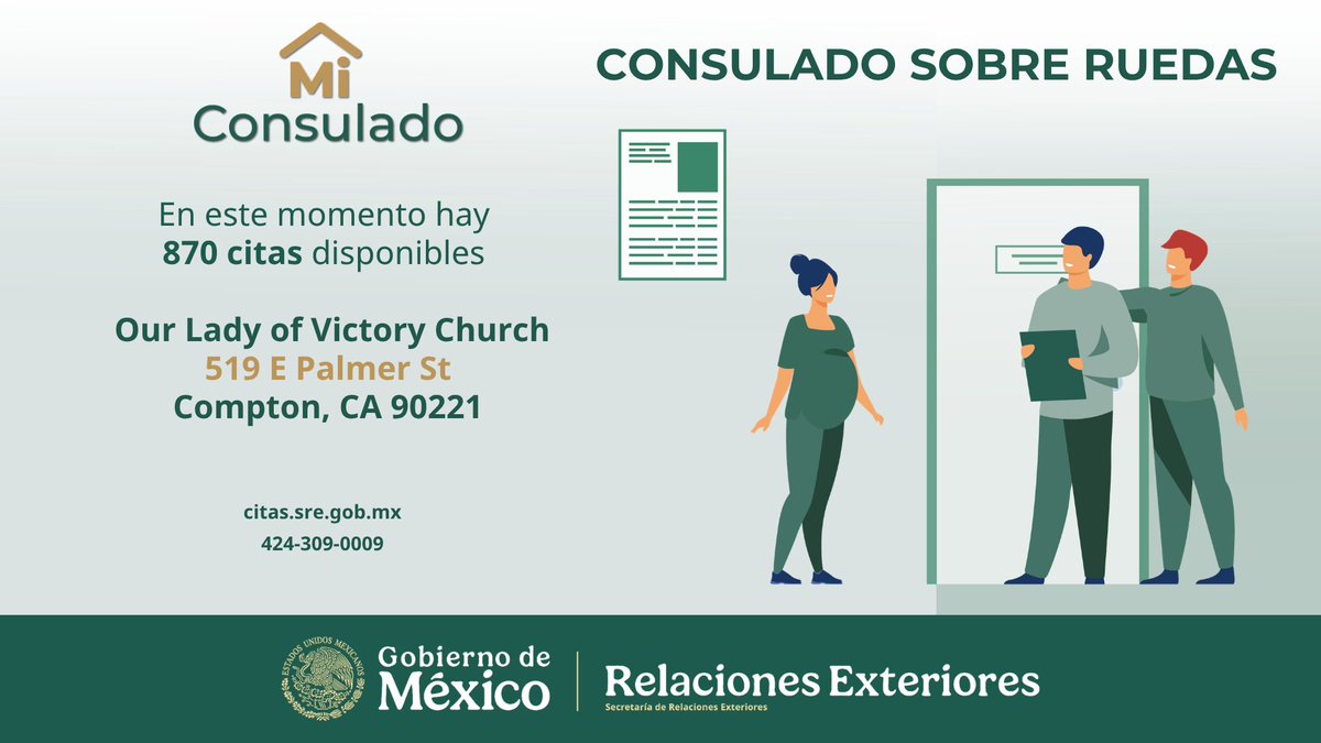 ConsulMexLan's tweet photo. En este momento hay disponibilidad de citas en los CONSULADOS SOBRE RUEDAS para acudir el martes 29 de septiembre al sabado 3 de octubre 2026.

Programe su cita llamando o enviando un mensaje por WhatsApp al +1 424 309 0009 o visite: https://t.co/gqOq0Zm4G8 https://t.co/tzNkw6Kz06