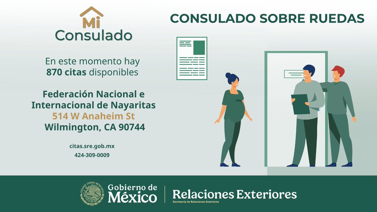 ConsulMexLan's tweet photo. En este momento hay disponibilidad de citas en los CONSULADOS SOBRE RUEDAS para acudir el martes 29 de septiembre al sabado 3 de octubre 2026.

Programe su cita llamando o enviando un mensaje por WhatsApp al +1 424 309 0009 o visite: https://t.co/gqOq0Zm4G8 https://t.co/tzNkw6Kz06