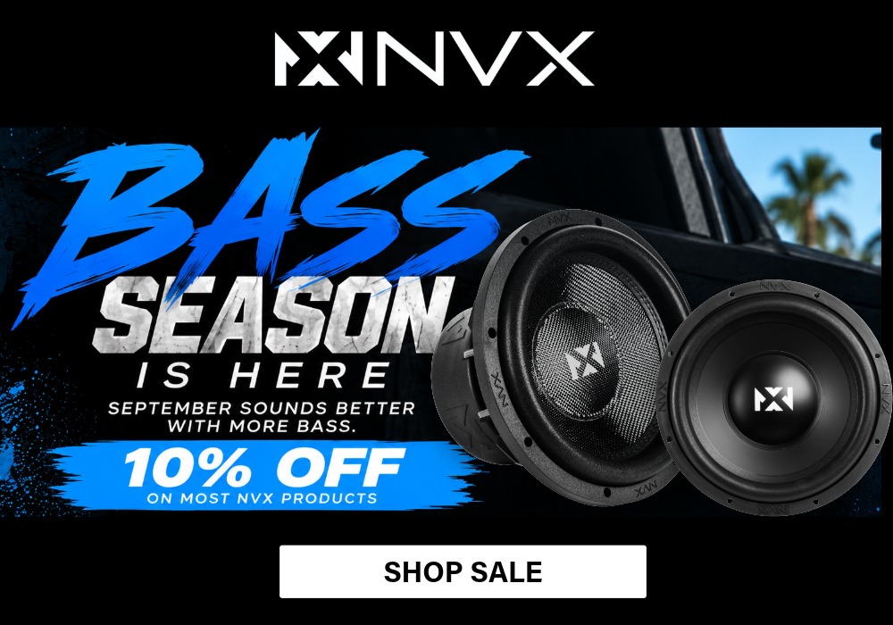 NVXaudio's tweet photo. 🔊 Bass season is calling. You answering? 👀

Save 10% OFF select NVX bass gear during our September Sale. 🔥

Turn it up 👉 https://t.co/3lMWJMABF4

#NVX #NVXAudio #BassSeason #BassHeads #CarAudio #Subwoofer #CarAudioDeals #SeptemberSale https://t.co/aKvhjqpdsy
