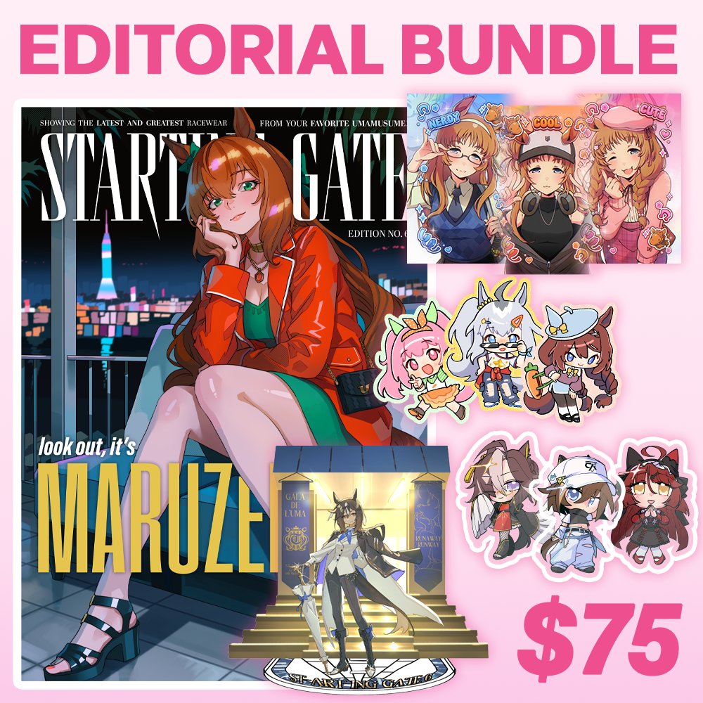 nemupyoi's tweet photo. HEY!! our annual charity zine is for sale! 

you get all of these goods + a 40+ page umamusume fashion magazine, featuring dozens of VERY talented artists! PLUS all proceeds are donated to help retired racehorses

it won't be reprinted, so get yours NOW!

https://t.co/O6DRHZt8QL https://t.co/rpYNbjS42O
