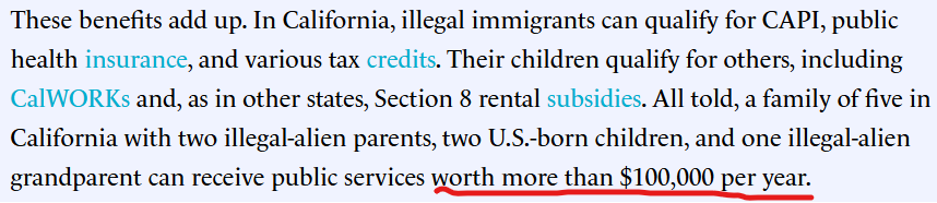 TaraServatius's tweet photo. In California, illegal immigrant parents with anchor babies can receive public services with $100,000 a year, all without working. 

Pay close attention, America. This is the Democrat plan for the country.  (see link in comments) https://t.co/kIXd5k9Xad