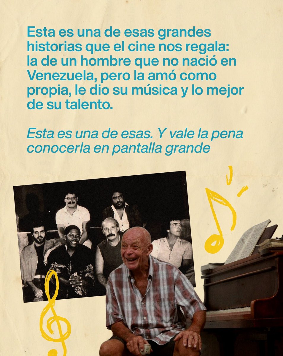 AcaCaracas's tweet photo. #AcáCaracas de cine documental y entrada libre con el ESTRENO del docu: "GERRY WEIL, UNA HISTORIA DE JAZZ" 🎹 🎼🎬

Este #Jue #24Sep en @cinematecavzl del Museo Bellas Artes #LosCaobos

⏰️ 4:30 pm.

Proyección gratuita. https://t.co/aGrTTKFkCd