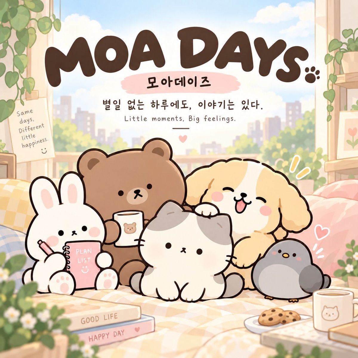 wonkainews's tweet photo. “별일 없는 하루에도, 이야기는 있다.”

모아·하곰·몽과 함께
《MOA DAYS》 1~3화를 시작했습니다.
조금 웃기고, 조금 따뜻한 일상 동물 웹툰.
https://t.co/7WYFG54ZsG

#MOADAYS #Webcomic #SliceOfLife https://t.co/s3cFooHb33