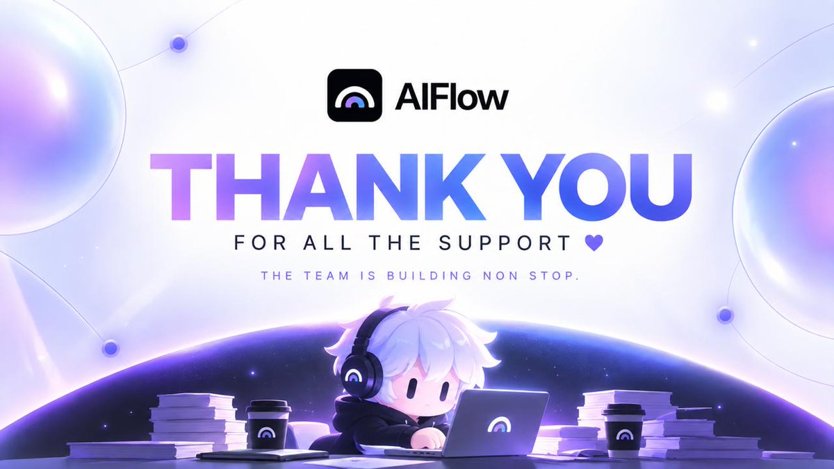 tryaiflow's tweet photo. Thank you for all the support 💜

The team is building nonstop behind the scenes.

New ATH for users. New name. And a lot more coming for AIFlow.

We’re just getting started. 🚀

$AF https://t.co/ugAnmrGLJR