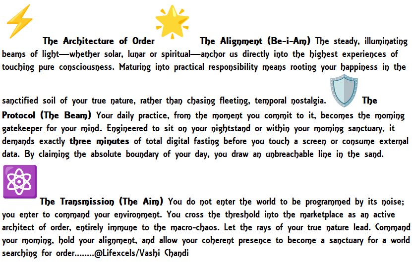 Lifexcels's tweet photo. ⚡ The Architecture of Order 🛡️
The steady, illuminating beams of light—whether solar, lunar, or spiritual—anchor us directly into the highest experiences of touching pure consciousness. Maturing into practical responsibility means rooting your happiness in the sanctified soil of https://t.co/9tSqcqrn0B