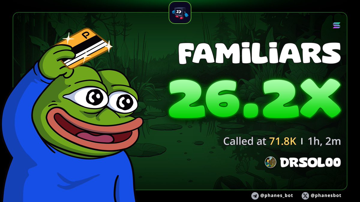 drsolgq's tweet photo. Whoa @drsol00, FAMILIARS just went from pocket change to a 26.2x -times moonshot in an hour—guess the crypto gods finally got their coffee! ⋅ $FAMILIARS ⋅ 🔎 https://t.co/IdpXbNqoW4