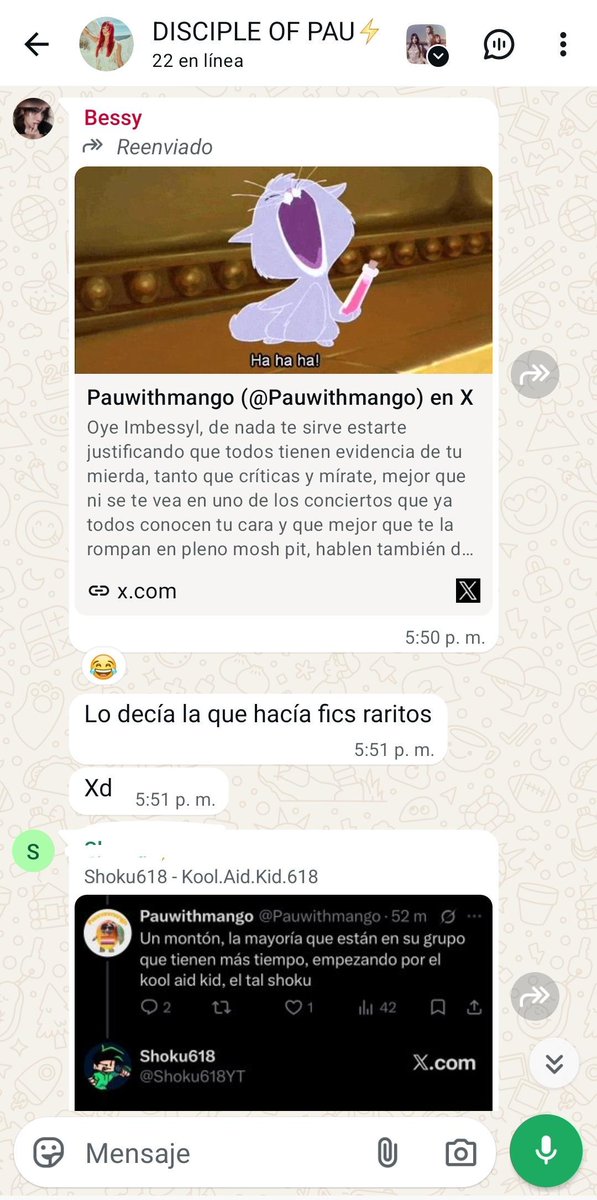 Pauwithmango's tweet photo. Uy no amor aquí la que da asco y daña la comunidad es otra con nombre y apellido, yo trabajo y invierto mi tiempo en otras cosas no en andar averiguando vida y de PDF, para tu información son varios de los mejores Fics de la comunidad, fucking bitch, besos 💋 https://t.co/jRLOxERGFs