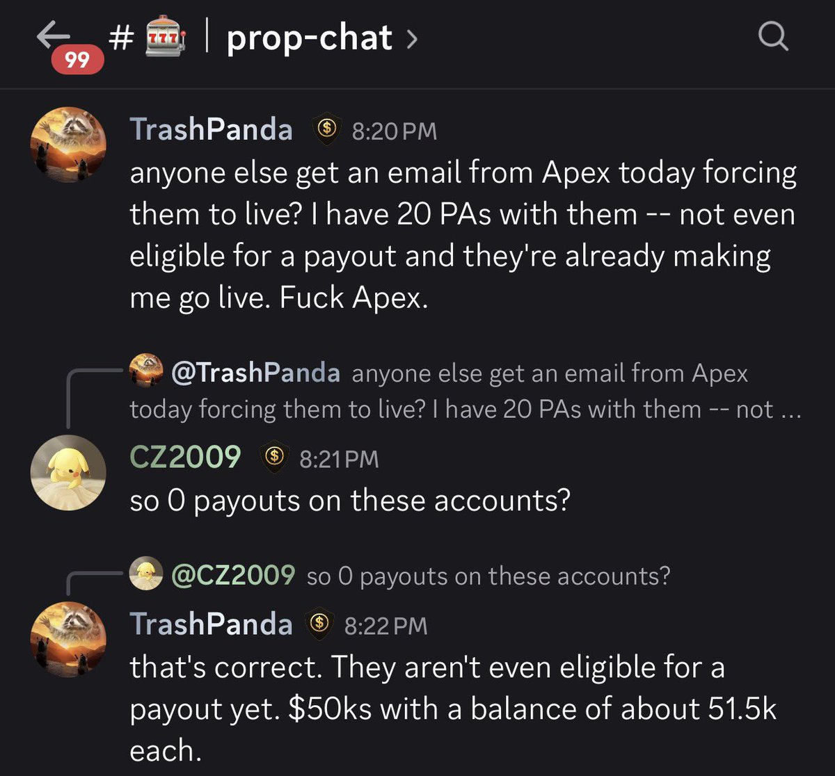 thebrianstonk's tweet photo. This is the most absurd thing I’ve ever seen for prop firms…

How do you get transitioned to live after getting 20 funded accounts with ZERO payouts?

What was even the point of getting 20 accounts? 😭 https://t.co/bJrAOUwmVj