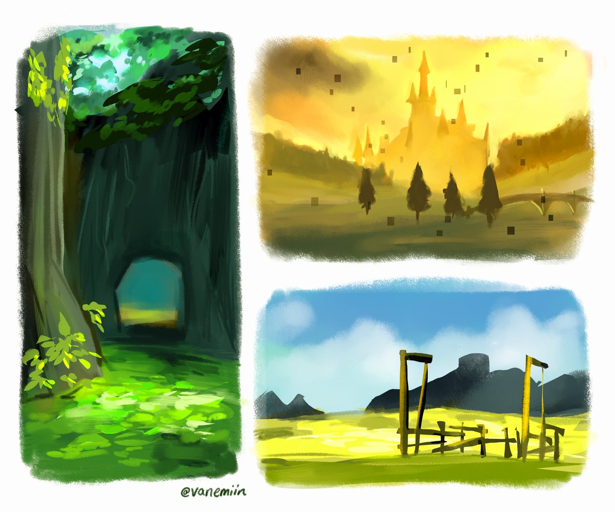 vanemiin's tweet photo. Small twilight princess studies so I can get better at drawing environments 🌾 #loz #legendofzelda #twilightprincess https://t.co/cw45ZS8vPi