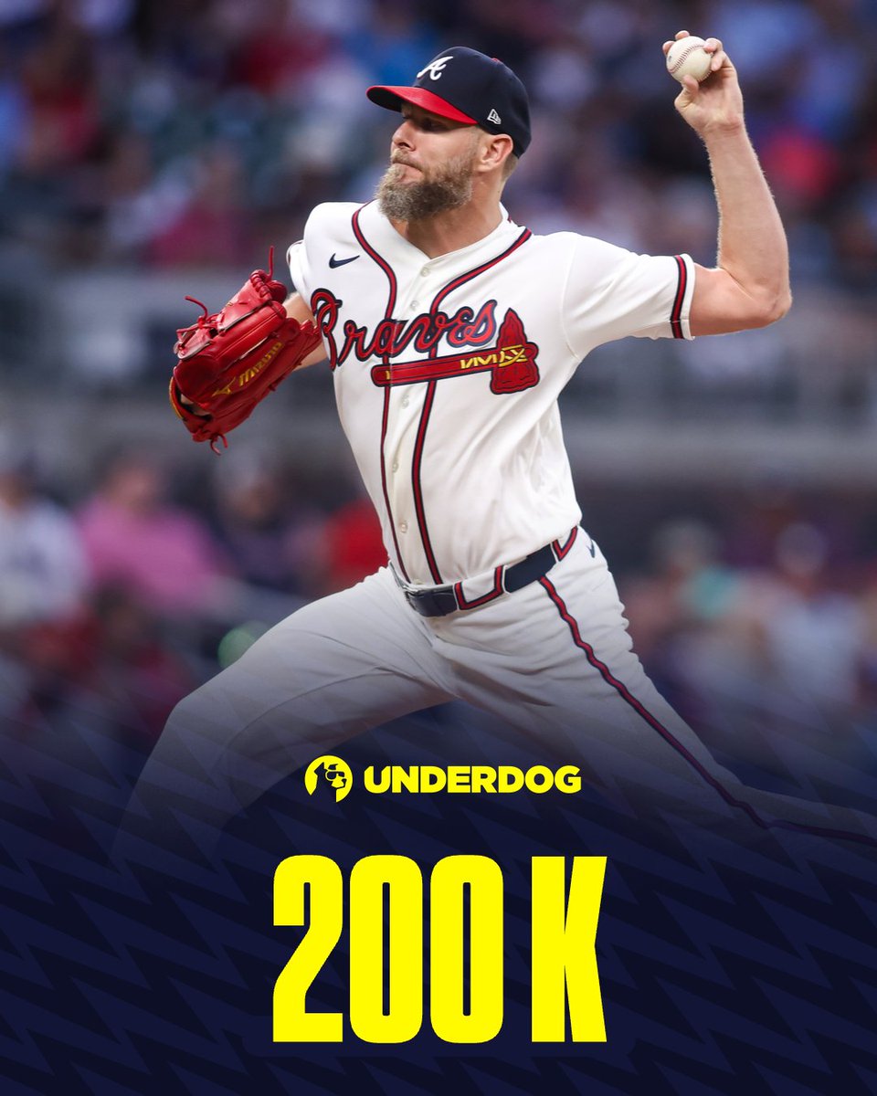 UnderdogMLB's tweet photo. Chris Sale strikes out 200 in a season for the 9th time.

LHP with 9+ seasons of 200+ K:
Randy Johnson
Sale https://t.co/aO0ZxoG9wz