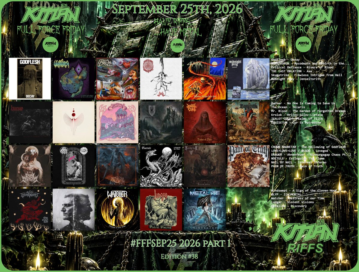 KMANRIFFSMetal's tweet photo. FULL FORCE FRIDAY:⚔️September 25th 2026⚛️⚔️

“Red flash clouds choking out the morning sky, They said it’d never come, we knew it was a lie, All forms of life...'⚛️

📢90 for the Walls of Deth!➡️No survivors!...Have Riffs, Have Metal!⚛️

#FFFSep25 Comment and Repost!🤘👹🤘#KMäN https://t.co/j8HfZYlRkG