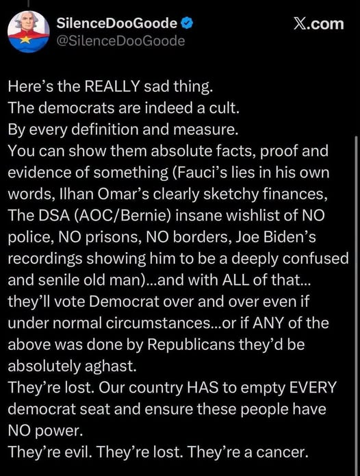 RYboating's tweet photo. This is so true! 

You can show the left all the proof of what their side has done, but they still keep electing them in spite of it. 

Yet they would scream bloody murder if the GOP had done the same.

Vote red because the left is truly insane!😉 https://t.co/ABnyFUFqff