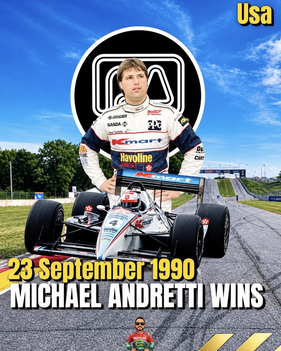 TvSportMX1's tweet photo. Michael Andretti Wins Road America 1990 🇺🇸

El 23 de septiembre de 1990, Michael Andretti ganó el Texaco/Havoline 200 en Road America, Elkhart Lake. 

El piloto de Newman/Haas completó las 50 vueltas y consiguió su quinta victoria de la temporada. 

  #IndyCar #CART #USAC https://t.co/Gund09uql3