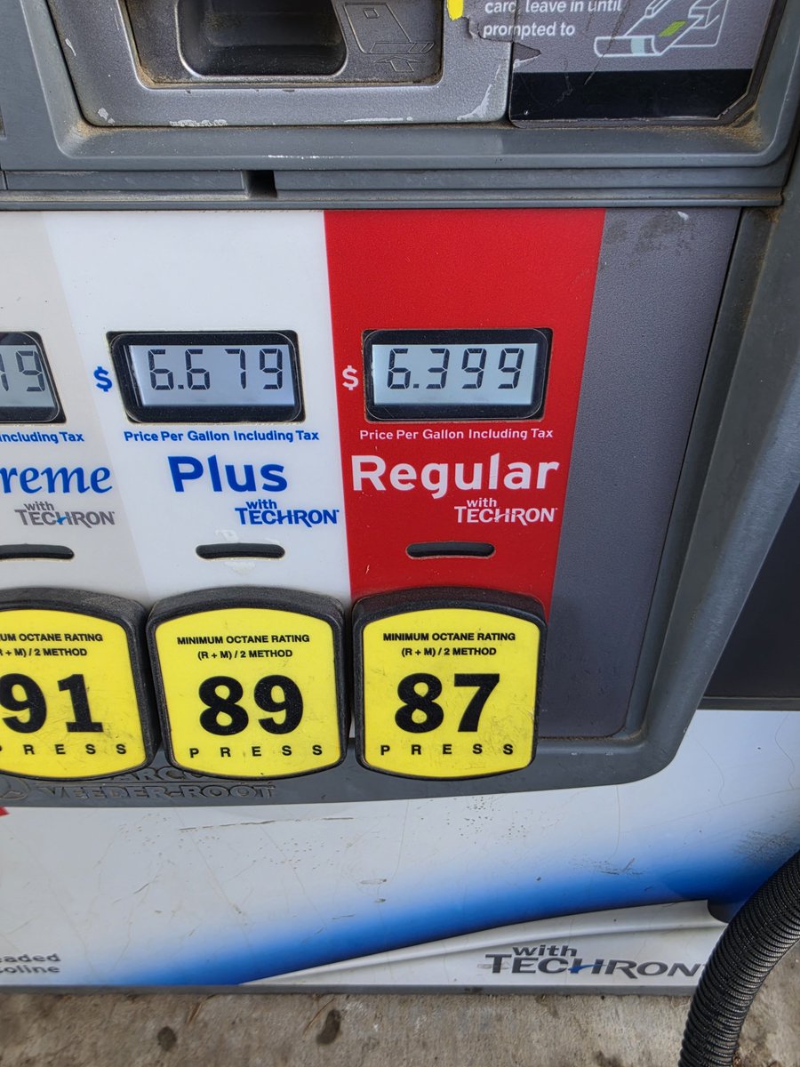 CharlieTalkzz's tweet photo. Thanks to low IQ trump, I have to pay this for a gallon of gas.  Is this what you magatards voted for?? 

#Trump #gas #inflation #gasoline https://t.co/BliBt7NJyX