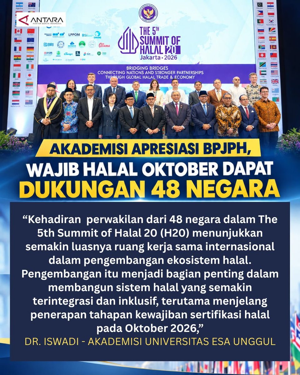 apacen56's tweet photo. Penerapan regulasi halal bagi produk impor menjadi bagian dari langkah memperkuat daya saing industri nasional Untuk Bangsa. #WajibHalalOktober2026 https://t.co/WYtUenTQNX