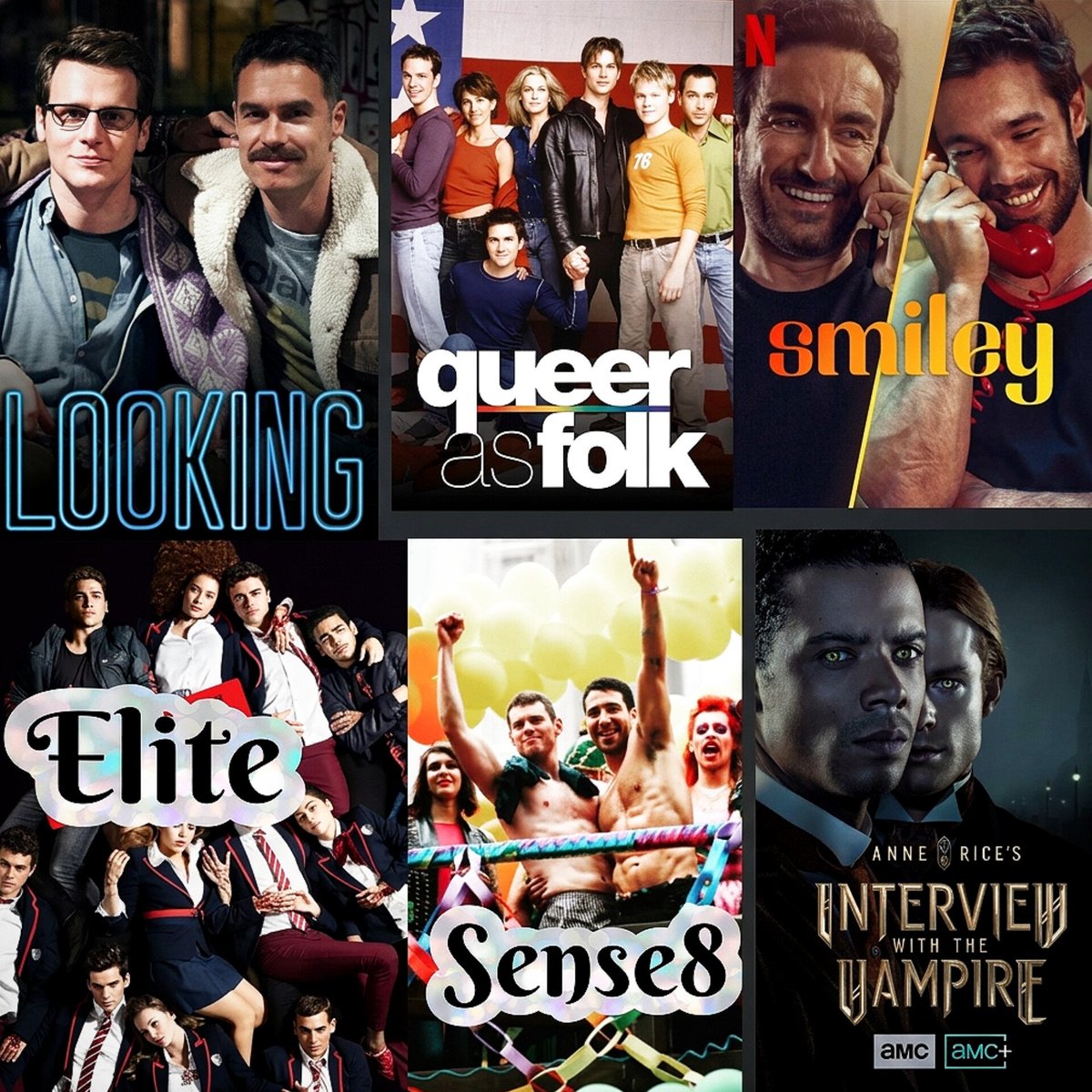 Hanny4190's tweet photo. Gay series with some really good s***xx scenes.

1. Looking

2. Queer as Folk

3. Smiley

4. Elite

5. Sense8

6. Interview with the Vampire https://t.co/2SCFZVwAH4