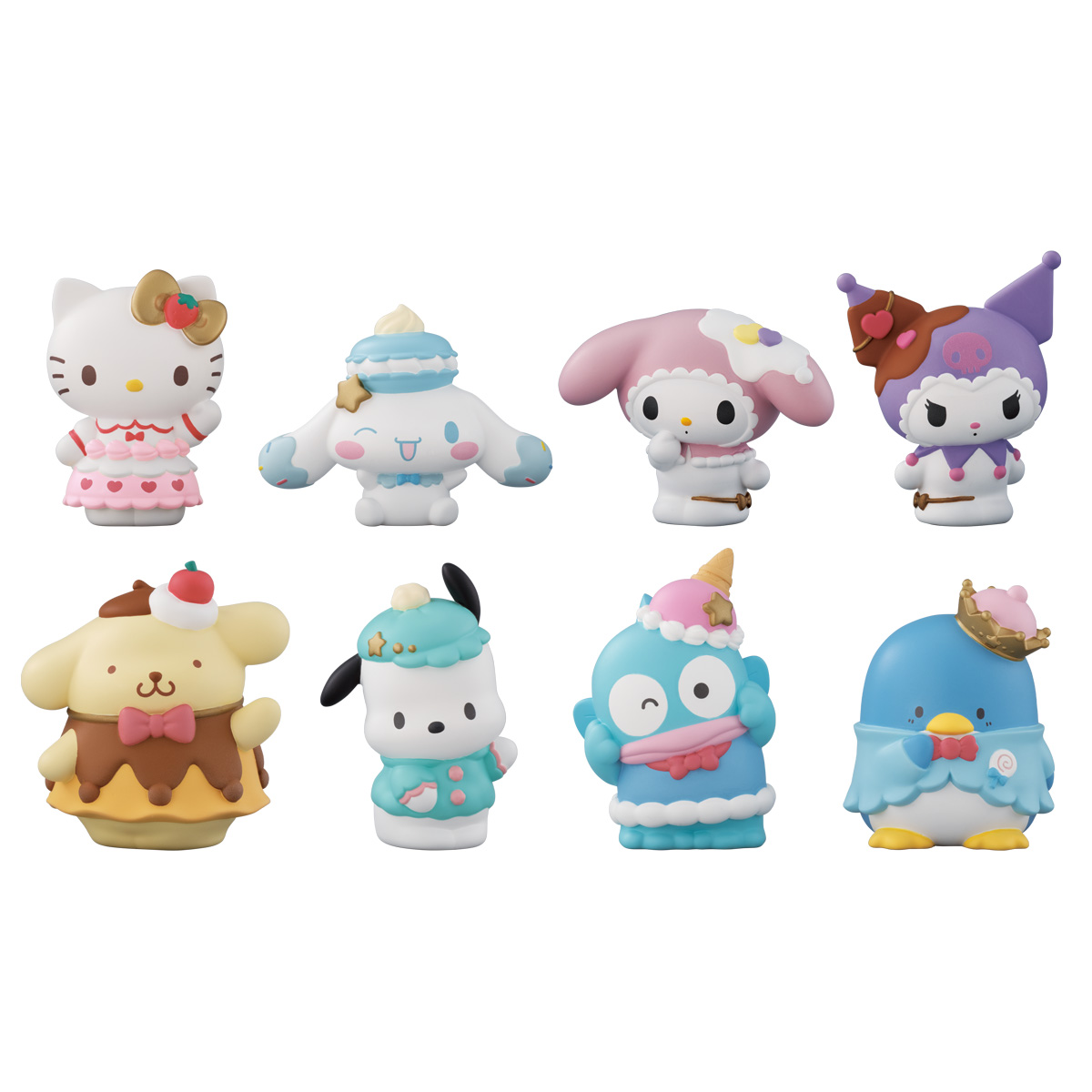 sanrio_oshikatu's tweet photo. ＼⚠️新商品【予告】📣🆕／
バンダイ食玩『SANRIO CHARACTERS FRIENDS 6』2027年2月発売決定🥹🩷
第6弾の今回は「お菓子＆スイーツ」をテーマ🍧🍩🍫🧁🍰🍮
甘くておいしそうな衣装に身を包んだみんなが可愛すぎてたまらない…😭
また発売日近くなったらお知らせするね🙆‍♀️📣

🔗楽天：https://t.co/cCUNE7KHMm
🔗Amazon：https://t.co/pSfPgwQGvX

📅発売日：2027年2月発売
🛒購入：全国量販店の菓子売場等
👛価格：396円(税込)
📝ラインアップ：
●彩色済ソフビ人形(全8種)
1．ハローキティ
2．シナモロール
3．マイメロディ
4．クロミ
5．ポムポムプリン
6．ポチャッコ
7．ハンギョドン
8．タキシードサム
●ガム（ソーダ味）1個
https://t.co/aSGcqYbzEe

#サンリオキャラクターズ #食玩 #pr