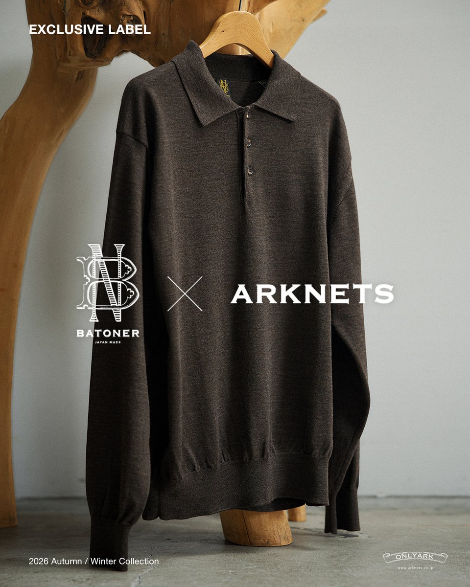 arknets_info's tweet photo. \9月26日19:00発売/
【別注】BATONER × ARKnets
インラインでは展開していないプルオーバータイプのポロシャツを完全別注で製作。
最高峰のウルトラクオリティノンミュールジングウールを採用し、滑らかな肌触りと上質な風合いを実現した一着。
🔗https://t.co/lHN9cSo2Re
#バトナー #arknets #アークネッツ