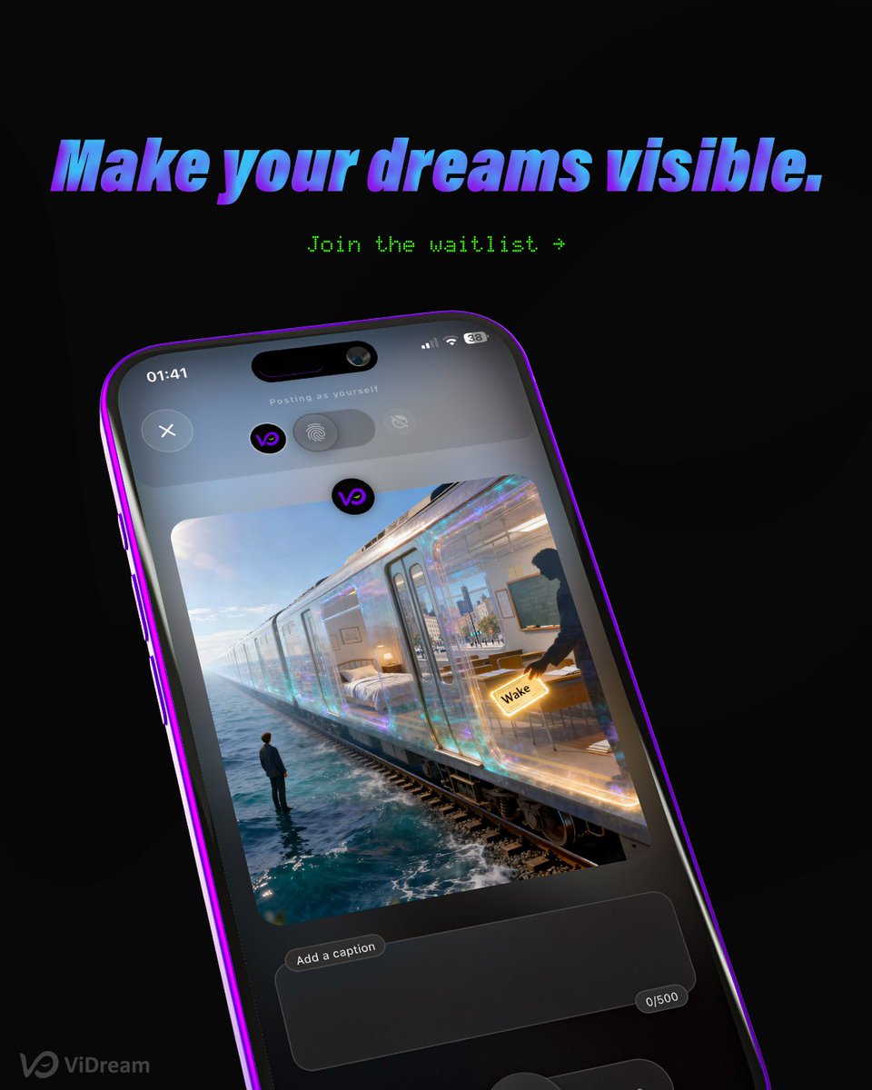 ViDreamAPP's tweet photo. Make your dreams visible.  You saw it while you were asleep. Now let the world see it too. 
Dream. Remember. Share.  
Join the waitlist → https://t.co/uUFcwofcDv https://t.co/5fV3ncQm4p