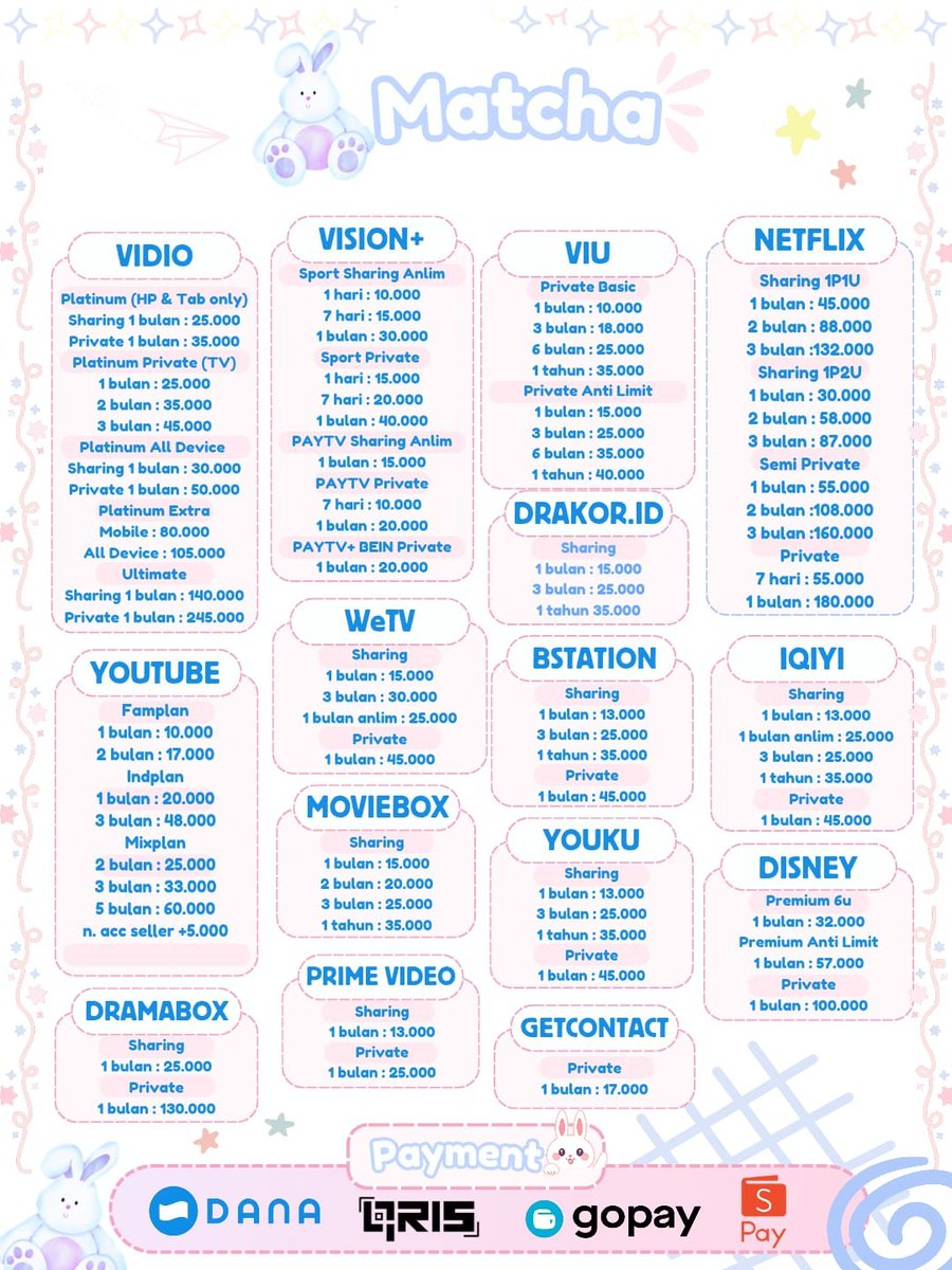 aysxhai's tweet photo. BISMILLAH ADA READY APP PREM TRUSTED

GEMINI SCRIBD DISNEY DRAMABOX VIU YOUKU VIDEO DISNEY CHATGPT GETCONTACT DAZZCAM DRAKOR LOKLOK HBO CANVA NETFLIX YOUTUBE CAPCUT IQIYI VISION PICSART ZOOM LIGHTROOM BSTATION MEITU AMAZON PRIME VIDIO 

💌 WA DI BIO YAA

fanta #zonauang 2033 https://t.co/bLBhPznDav