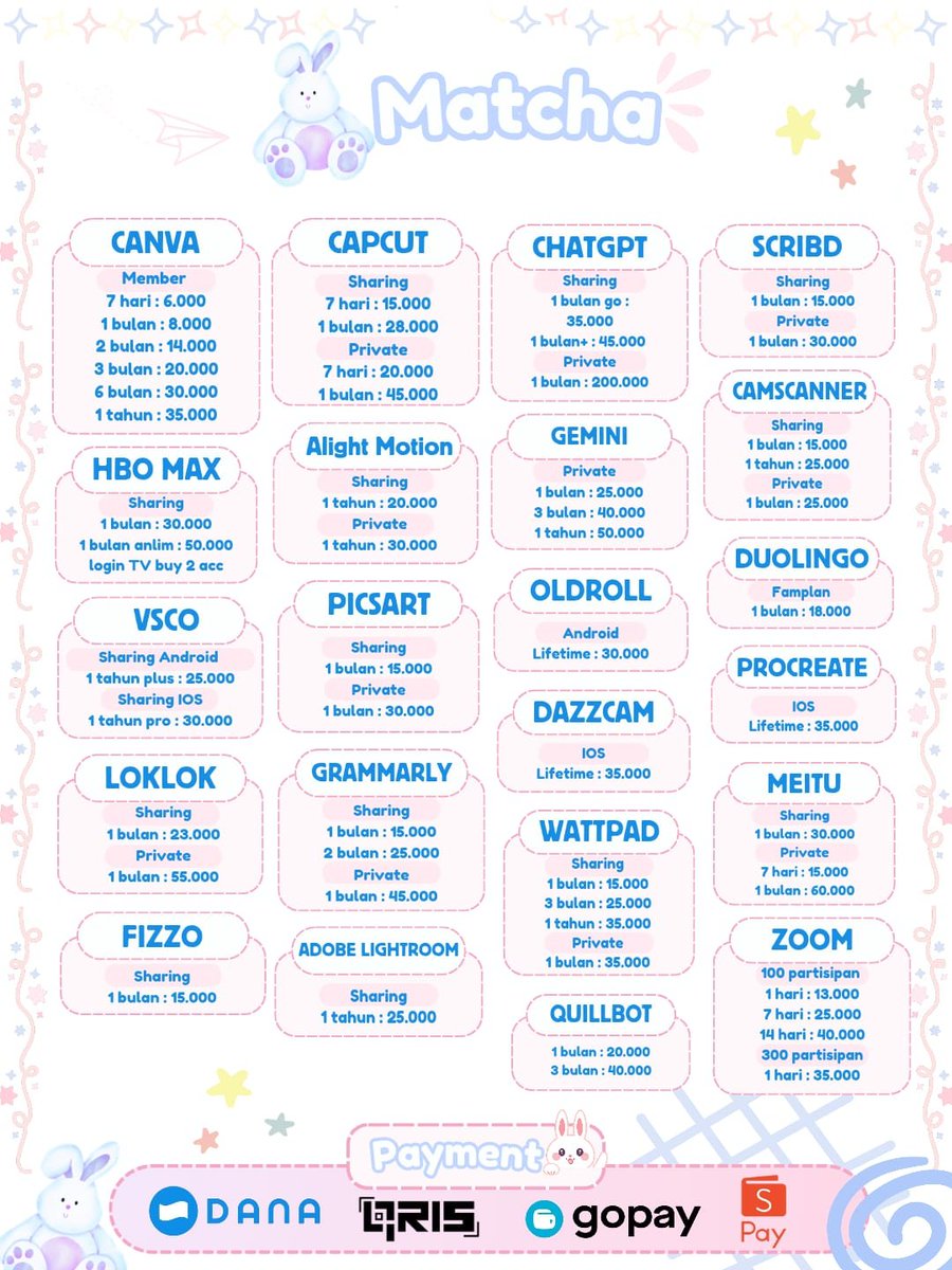 aysxhai's tweet photo. BISMILLAH ADA READY APP PREM TRUSTED

GEMINI SCRIBD DISNEY DRAMABOX VIU YOUKU VIDEO DISNEY CHATGPT GETCONTACT DAZZCAM DRAKOR LOKLOK HBO CANVA NETFLIX YOUTUBE CAPCUT IQIYI VISION PICSART ZOOM LIGHTROOM BSTATION MEITU AMAZON PRIME VIDIO 

💌 WA DI BIO YAA

fanta #zonauang 2033 https://t.co/bLBhPznDav