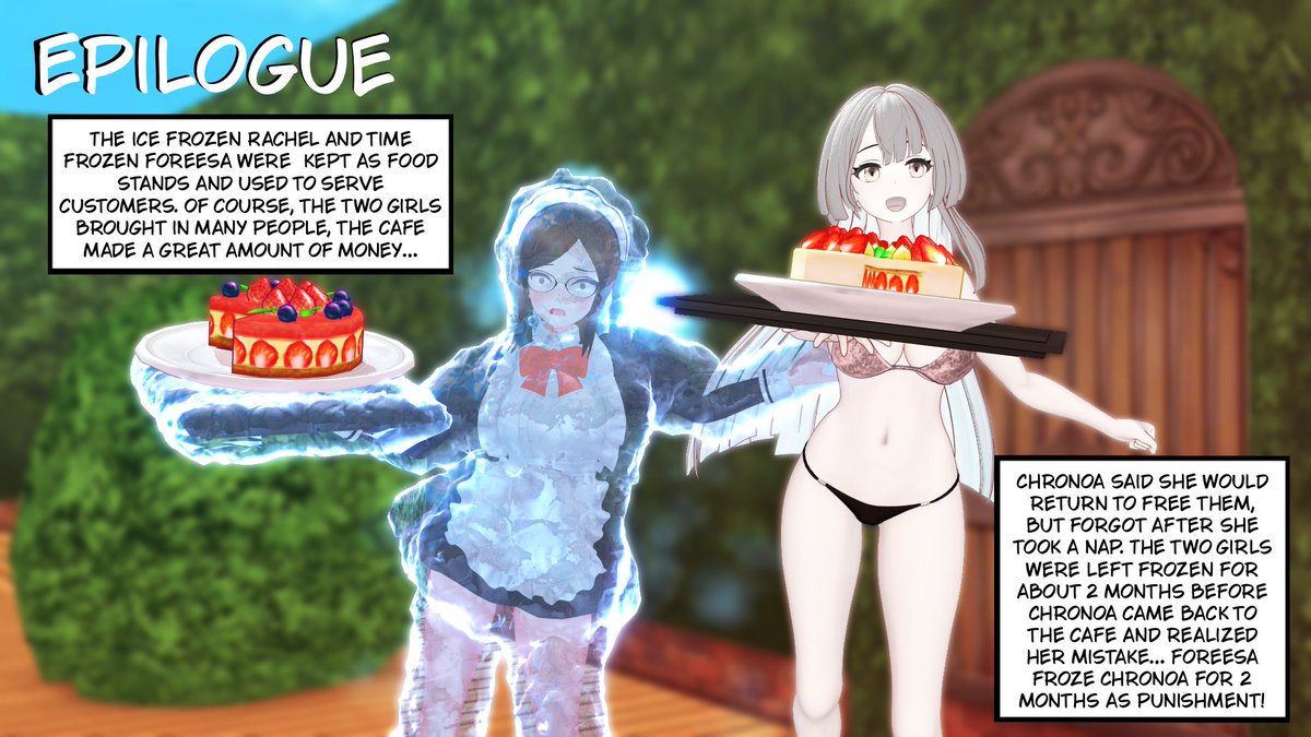 foreesaa's tweet photo. Another art trade with @AsfrLex!

Our favorite clumsy maid Rachel can't catch a break, always tripping with the customer's food~ out of pity, let's give her some 𝓽𝓲𝓶𝓮 to 𝓬𝓱𝓲𝓵𝓵!🩵⏱️❄️
#asfr #ice #freeze #timestop #氷漬け #凍結 #固め https://t.co/5RBw8fk6He