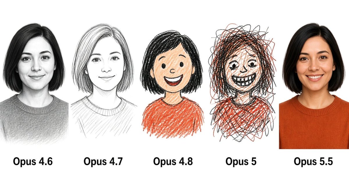 SiftByte's tweet photo. Opus journey from 4.6 to 5.5 in a nutshell https://t.co/zGpimsBM6y