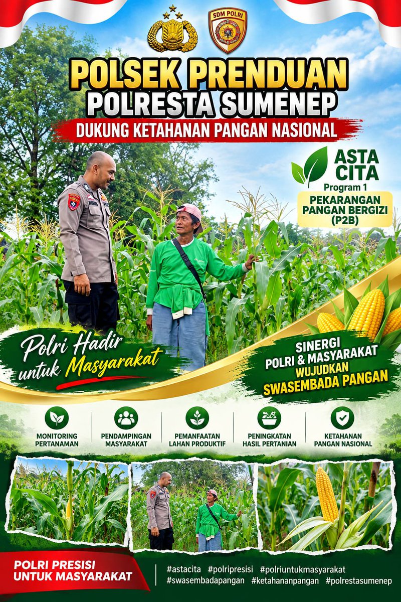 PPrenduan4122's tweet photo. #astacita
#polripresisi
#polriuntukmasyarakat
#swasembadapangan
#ketahananpangan
#ketahananpanganpoldajatim
#divhumaspolri
#birosdmpoldajatim #bidhumaspoldajatim
#polrestasumenep
#kabupatensumenep https://t.co/g76lwL144N