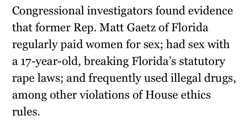 itskenspecter's tweet photo. @mattgaetz You had sex with a 17 year old you paid to keep quiet. Stfu. https://t.co/SOjBeV8n0f