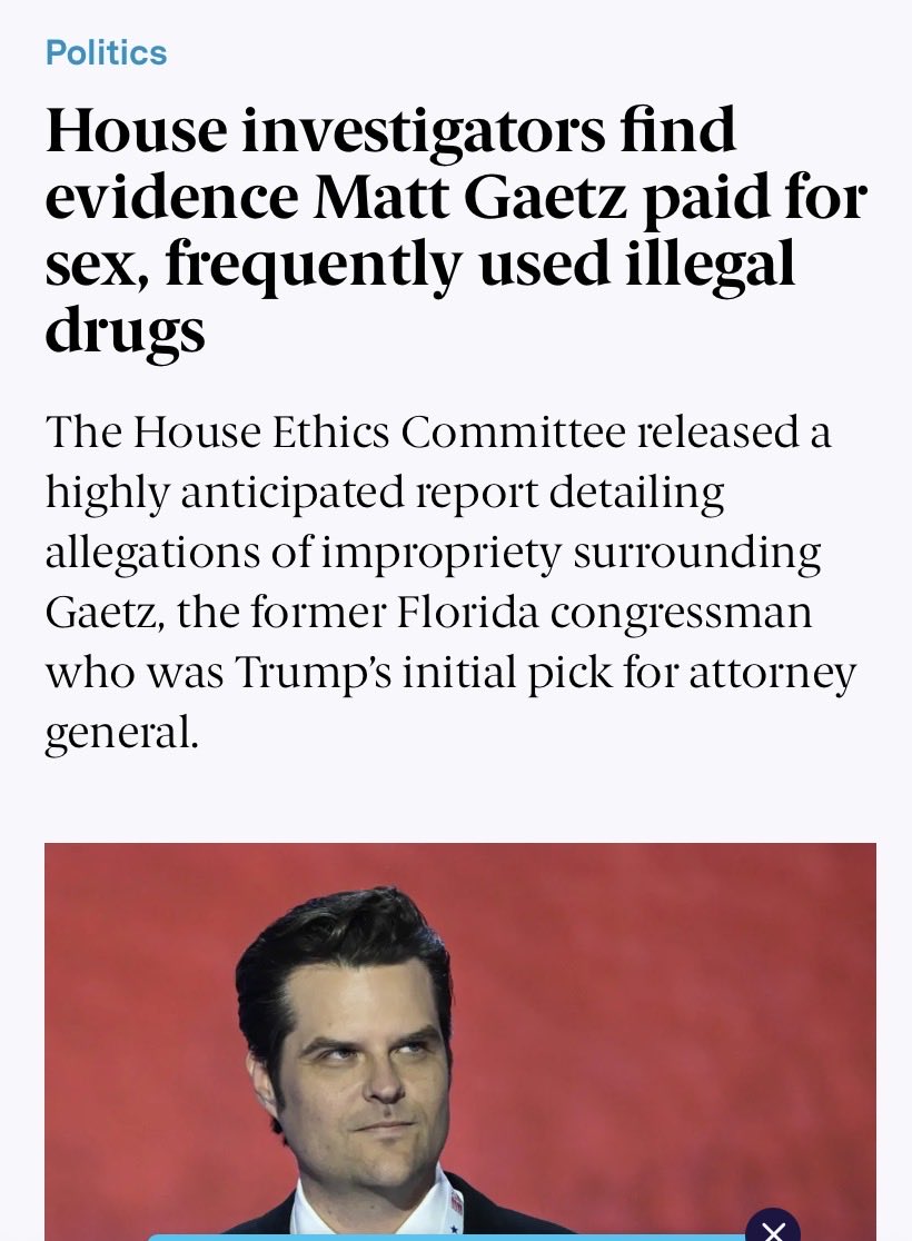 itskenspecter's tweet photo. @mattgaetz You had sex with a 17 year old you paid to keep quiet. Stfu. https://t.co/SOjBeV8n0f