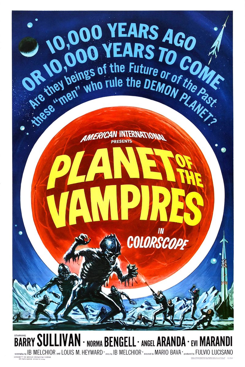 analgesicsleep's tweet photo. Posters for “Planet of the Vampires” AKA “Demon Planet” AKA “Terror in Space” AKA “The Haunted Planet” AKA “The Outlawed Planet” AKA “Terrore Nello Spazio” (1965) from Italy, Spain, Germany and The USA
#MadWed #PlanetOfTheVampires #TerroreNelloSpazio #horror #scifi https://t.co/IbvkWwTnKj