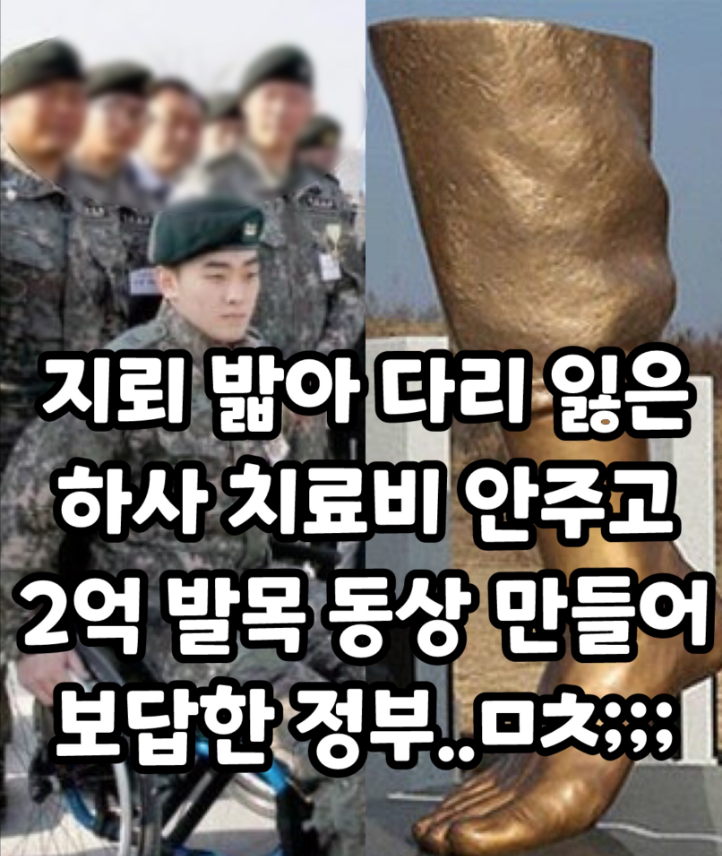 ryankang1133's tweet photo. 지뢰 폭발 사고로 다리 잃은 부사관 

동상 제작으로 '2억'
실질적인  위로금 '2천만원'

이게 맞는거라 생각하시나요? https://t.co/xzOW7bmFAa