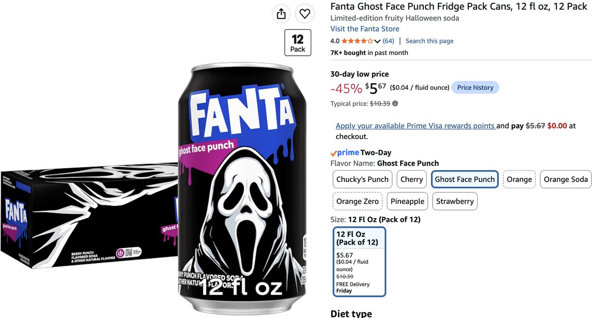 HoomanDeals's tweet photo. FANTA GHOST FACE PUNCH 12 PACK #AD 

$5.67

https://t.co/u1BJ9ByX60 https://t.co/ZrmcDveK27