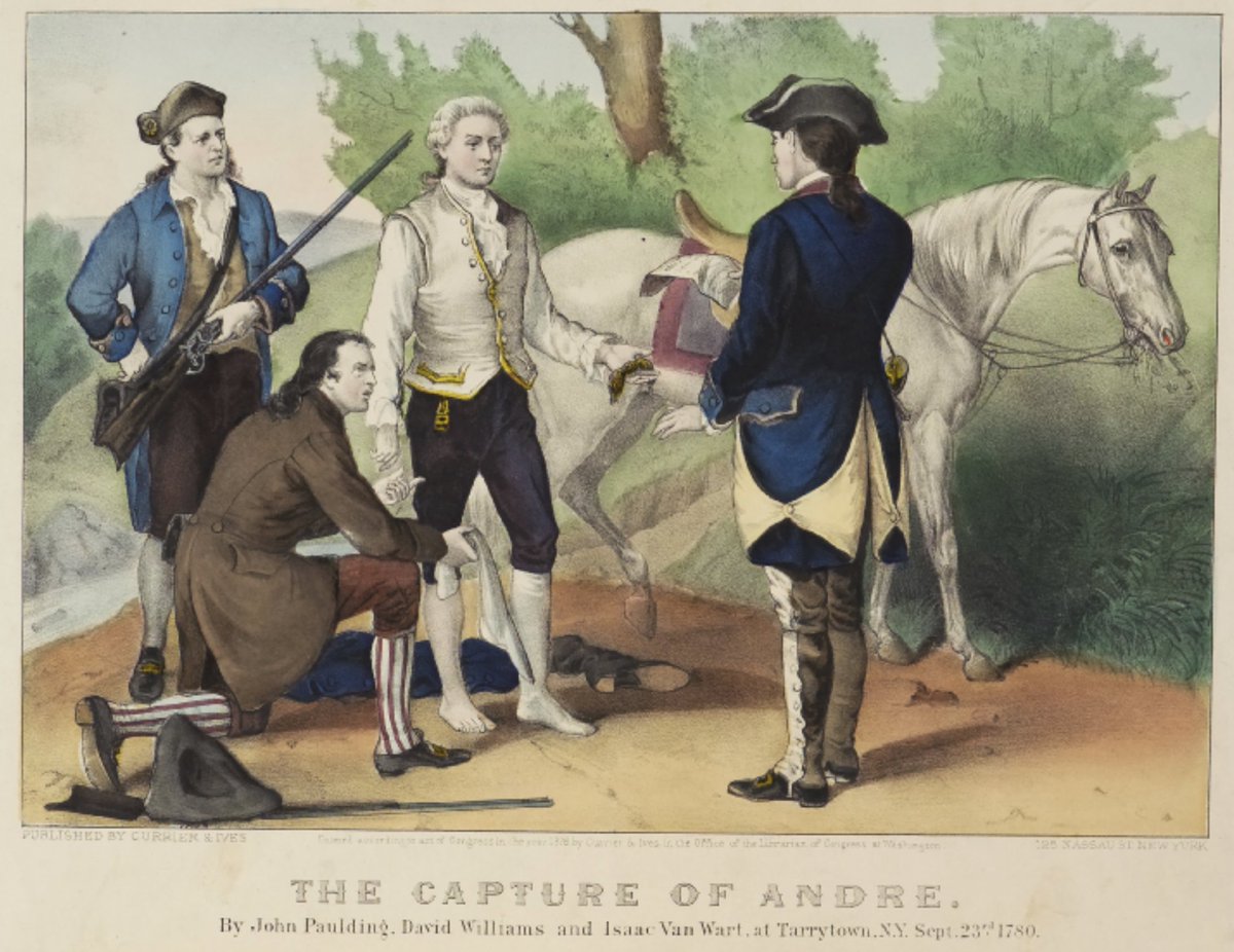 EchoesofWarYT's tweet photo. On this exact day in 1780, three ordinary militiamen stopped a stranger on a road, searched him, found treason hidden in his boot, turned down a small fortune to let him walk, and in doing so saved West Point and possibly the whole Revolution. Their names were John Paulding, Isaac Van Wart, and David Williams, and almost no one remembers them.

They were not famous soldiers. They were young New York farmers, part of the informal patrols that watched the dangerous no-man's-land north of British-occupied New York City, a lawless strip crawling with raiders and spies from both sides. On the morning of September 23, near Tarrytown, they stopped a well-dressed rider who called himself John Anderson.

Here is where luck and character collided. The rider, seeing rough men in mixed clothing, guessed wrong and assumed they were Loyalists like himself, and he let slip that he was a British officer. The instant he realized his mistake, he tried to backtrack, but it was too late. The three militiamen were suspicious now, and they decided to search him. They made him strip, and inside his stockings, tucked into his boot, David Williams found folded papers, detailed plans of the American fortress at West Point, its defenses, its garrison, its weaknesses.

They had no idea, in that moment, that the man was Major John André, head of British intelligence, or that the papers had been handed to him by Benedict Arnold himself in a treason plot to sell West Point to the enemy. But they knew they had caught something enormous.

And then came the test that made them heroes. André, desperate, tried to buy his freedom. He offered them his fine horse, his watch, and money, and by the account given at his trial, a bribe of a thousand guineas in gold, an almost unimaginable sum for three farmers of modest means, enough to change their lives forever. All they had to do was let him ride away.

They said no. Three poor young men, offered a fortune to look the other way, refused it, and instead marched their prisoner to the nearest American officer. That single act of plain honesty unraveled the entire conspiracy. The papers exposed the plot to betray West Point. Arnold barely escaped to a British ship. André was tried and hanged. And the fortress that guarded the Hudson, the linchpin of the American position, was saved.

The young nation understood what it owed them. Congress voted the three men the very first military decoration in American history, a silver medal called the Fidelity Medallion, its reverse inscribed with a Latin motto meaning "the love of country conquers." Each also received a lifetime pension and a farm. George Washington himself presented them their medals.

Remember Paulding, Van Wart, and Williams. Not generals, not statesmen, just three farmers on patrol who happened to stop the right man on the right morning, and who then proved that they could not be bought at any price. The Revolution was saved that day not by a brilliant plan or a famous hero, but by ordinary men who were simply, stubbornly honest when a fortune said they should not be.