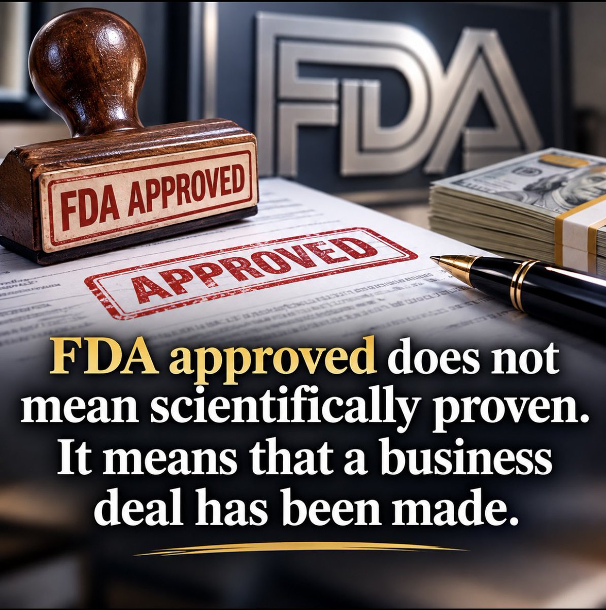 toobaffled's tweet photo. They wave that red “FDA APPROVED” stamp like it’s a halo.
It isn’t proof.
It’s a receipt.
A business deal got done.
Your health was never sitting at the table.
Follow the money. 💰 💵 💰 https://t.co/DrUNoPnO0c