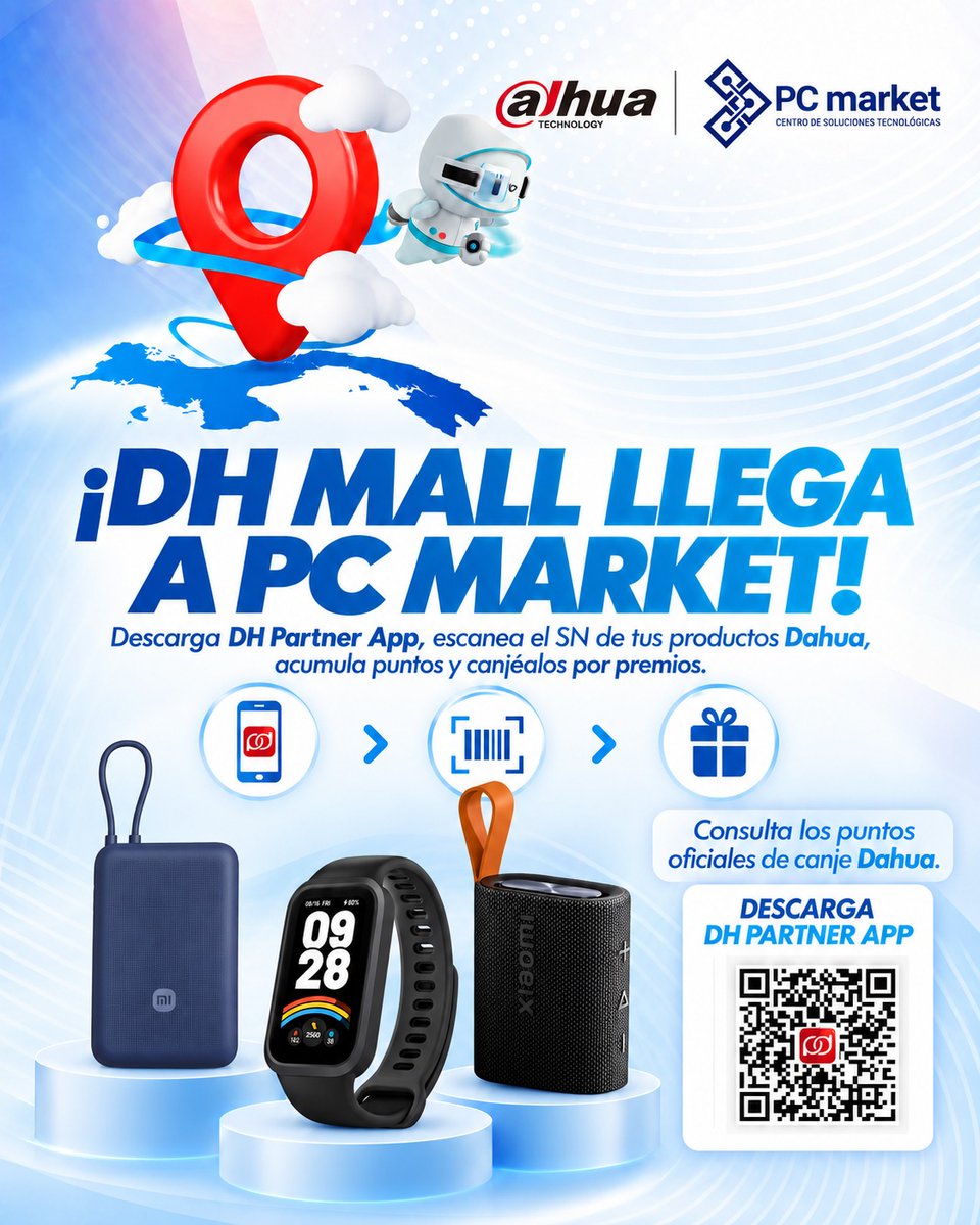 PCMARKETBYE's tweet photo. 🎁 ¡DH Mall llega a PC MARKET!
📲 Descarga DH Partner App.
🔎 Escanea el SN de tus productos Dahua.
⭐ Acumula puntos y canjéalos por premios.
Escanea el QR de la imagen y consulta los puntos oficiales de canje.
#PCMarket #Dahua #DHMall
https://t.co/knnPLkILi6
PBX: 79313030 https://t.co/tYSP0NapXK