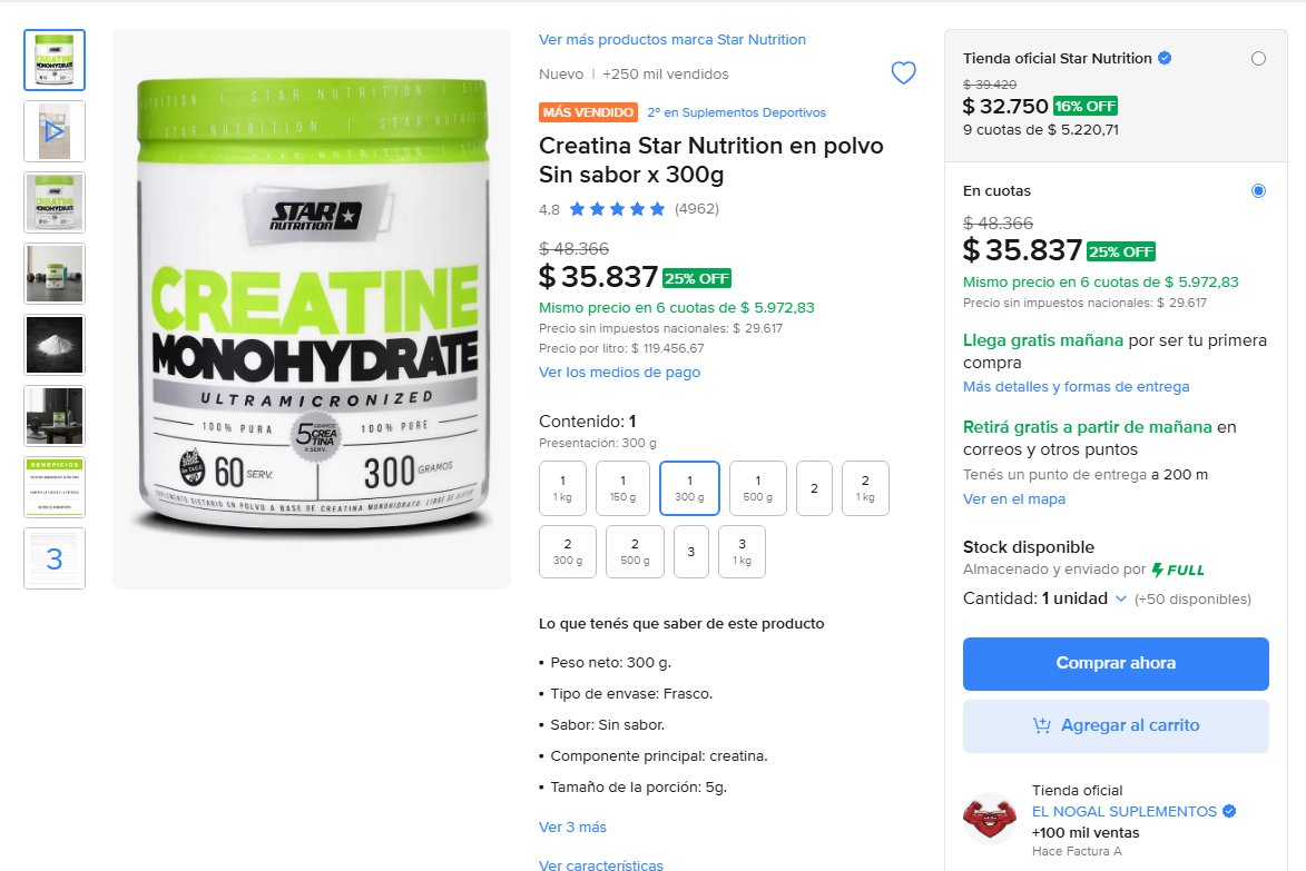 LaDatadelPrecio's tweet photo. 💪 25% OFF en una de las creatinas más vendidas

Creatina Star Nutrition Monohydrate de 300 g, sin sabor y con 60 porciones de 5 g.

💰 Bajó de $48.366 a $35.837
🔥 25% OFF
🏆 #2 más vendida en suplementos deportivos
⭐ 4.8/5 con +4.900 opiniones
🏪 +250 mil vendidos
💳 6 cuotas de $5.972

Si buscabas una creatina conocida y rendidora, esta está para aprovechar.

👉 https://t.co/JAEe86v0Hm